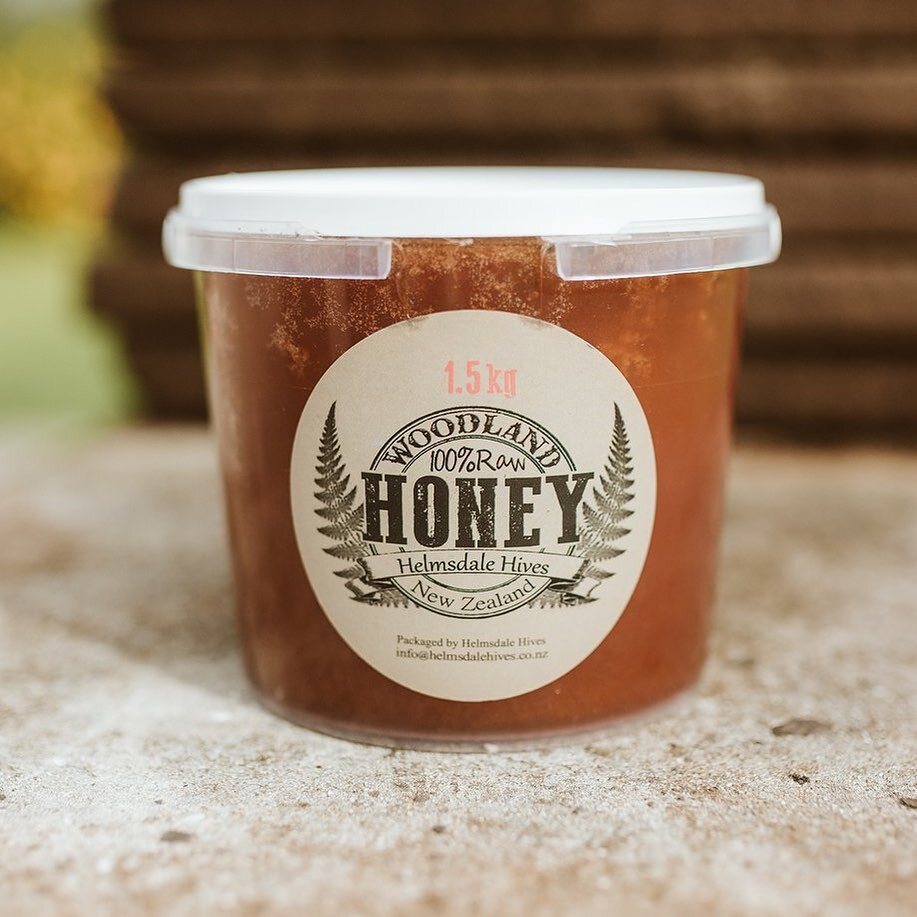 Our 1.5kg buckets of woodland honey, can be picked up in our showroom. #bucketofhoney #honey #nzhoney #kiwimade #bythebees #bushhoney #woodlandhoney #whangarei