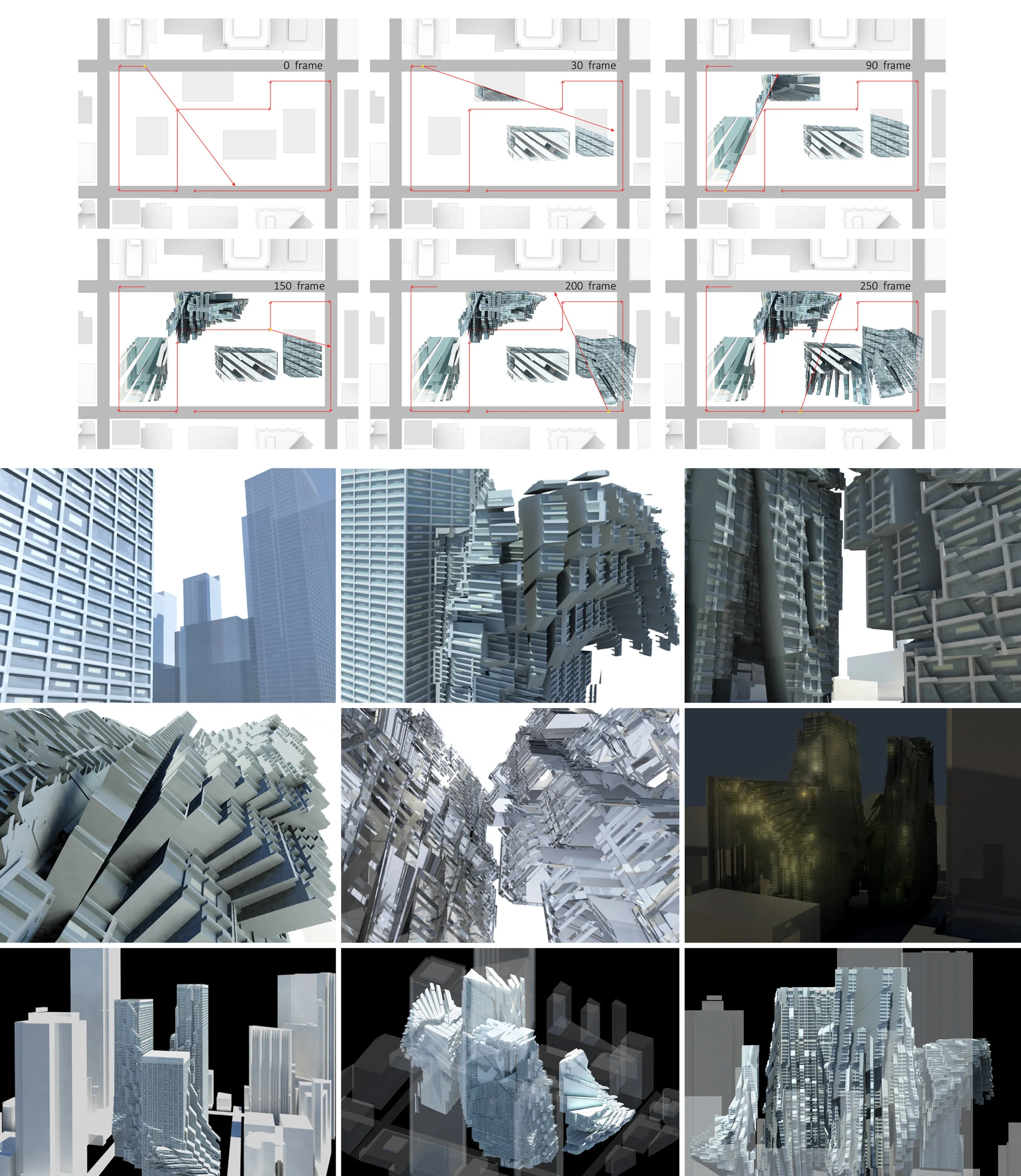 This geometrical and formal approach to perception results in a deformation of the site, reflecting the discontinuous and variable nature of perception. It is a project not dependent of contexts but rather uses the nature of experience, to reinform place. The human field of view is not uniform. In addition to focal distortion the periphery of vision captures less information. In order for the sampler to reflect the difference between the central and peripheral vision, we added another dimension of resolution by creating a variable sampler with finer detail towards its center. To represent focal distortion, a displacement gradient is we applied across the sampler.