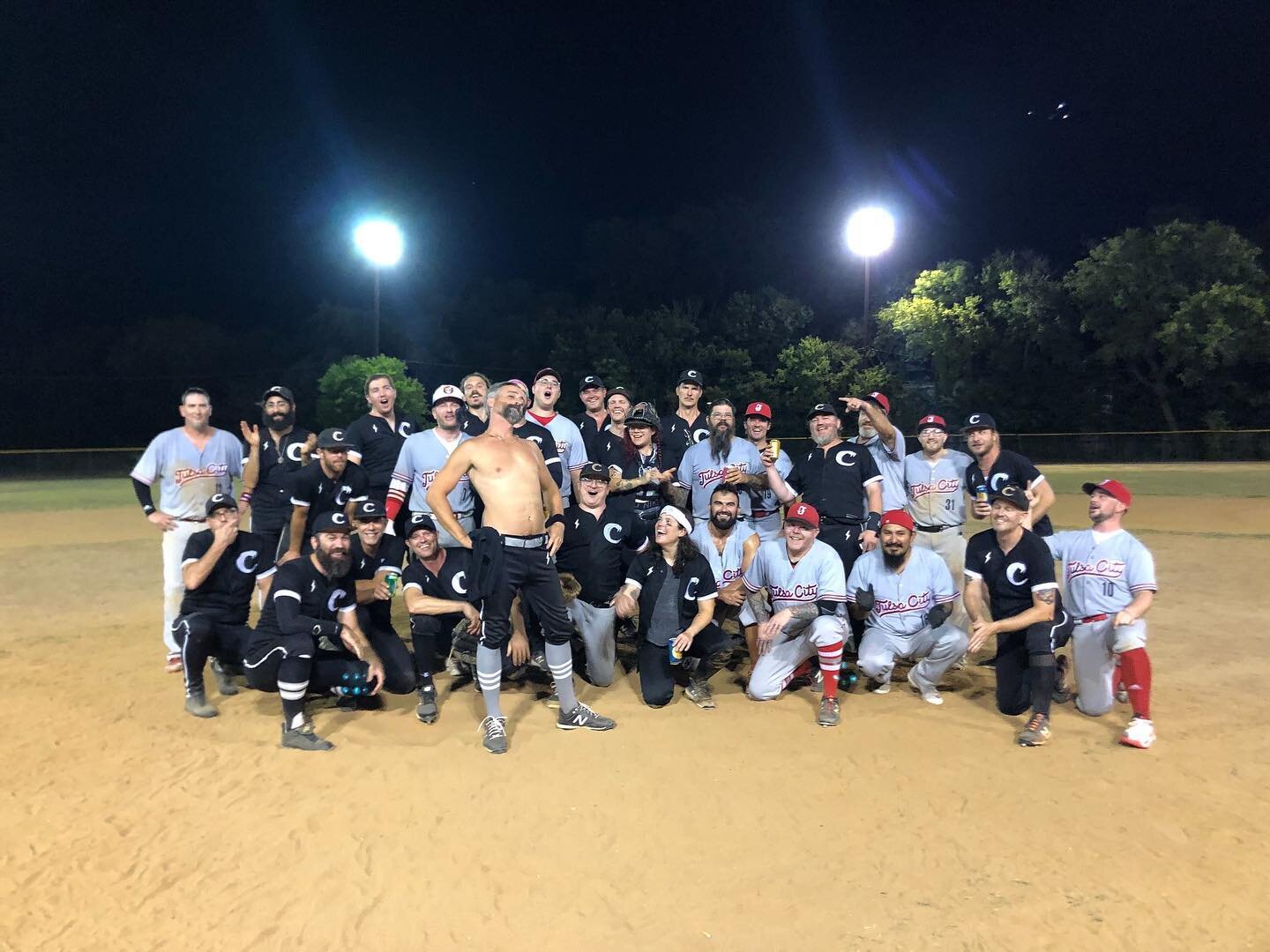 HUGE shoutout to the @tulsacityjesters for making the trek to Austin and for being total badasses ✌️

It was an honor to take the field with y&rsquo;all and play some ball under the lights. 

Not sure what was more sore after this game, my legs or my