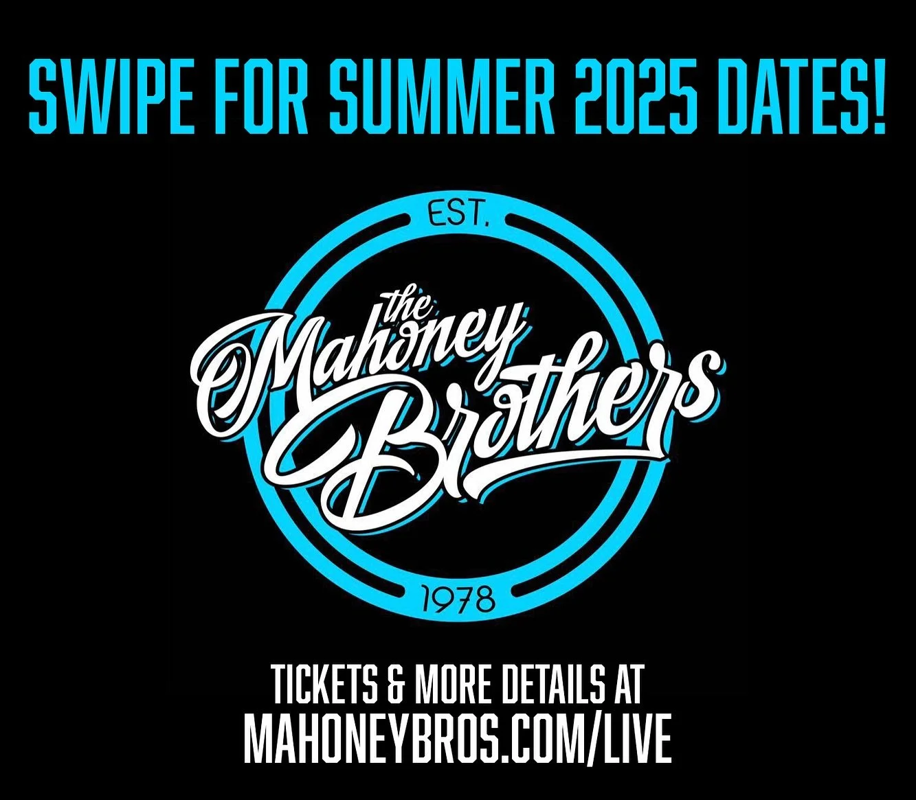 SUMMER TOUR DATES! More shows TBA! Tickets and details at mahoneybros.com/live (link in bio)