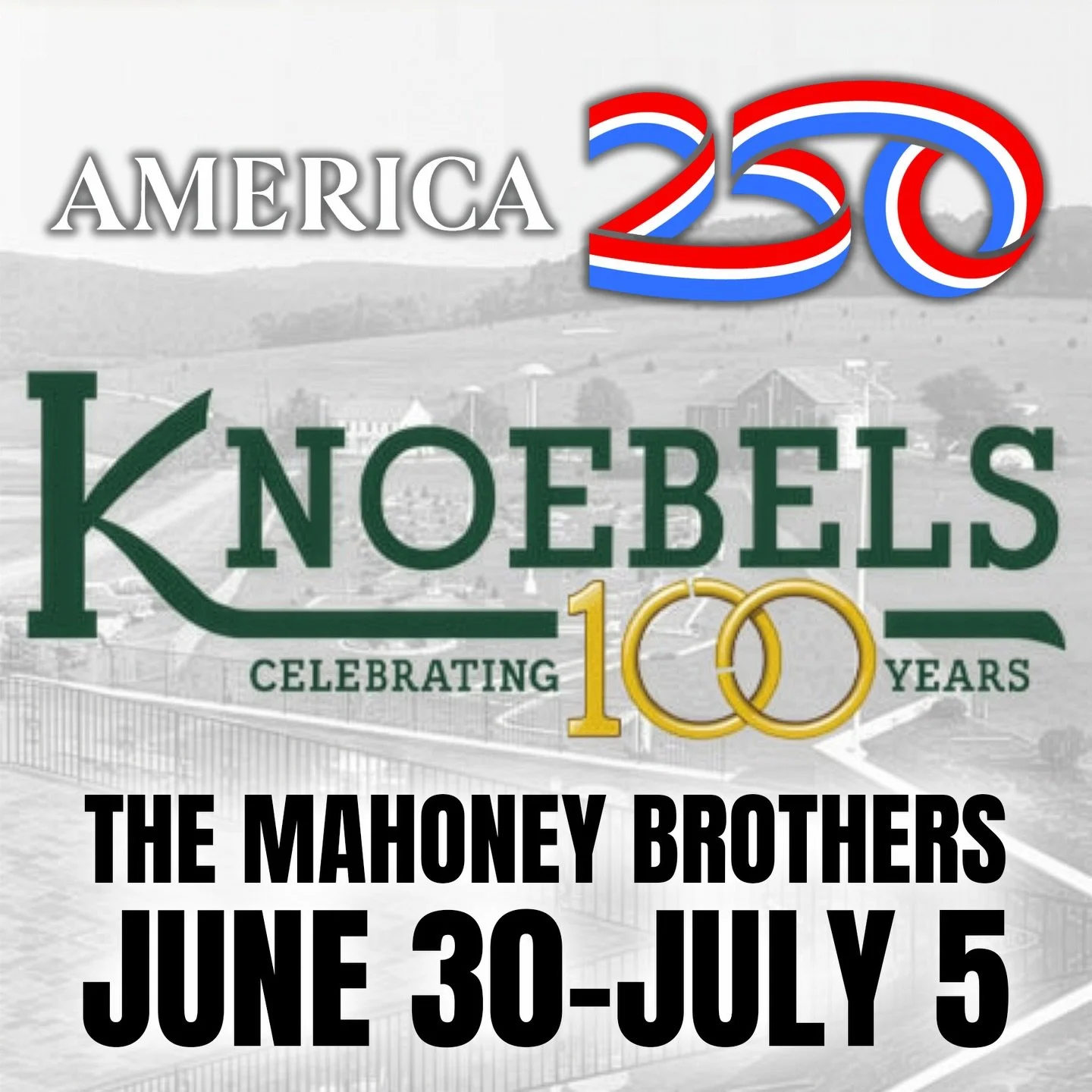 🚨SPECIAL ANNOUNCEMENT!🚨 The Mahoney Brothers are excited to announce that they will be part of @Knoebels 100 Year Celebration, that also coincides with America&rsquo;s 250th Anniversary. The band will be performing 3 different shows daily from June