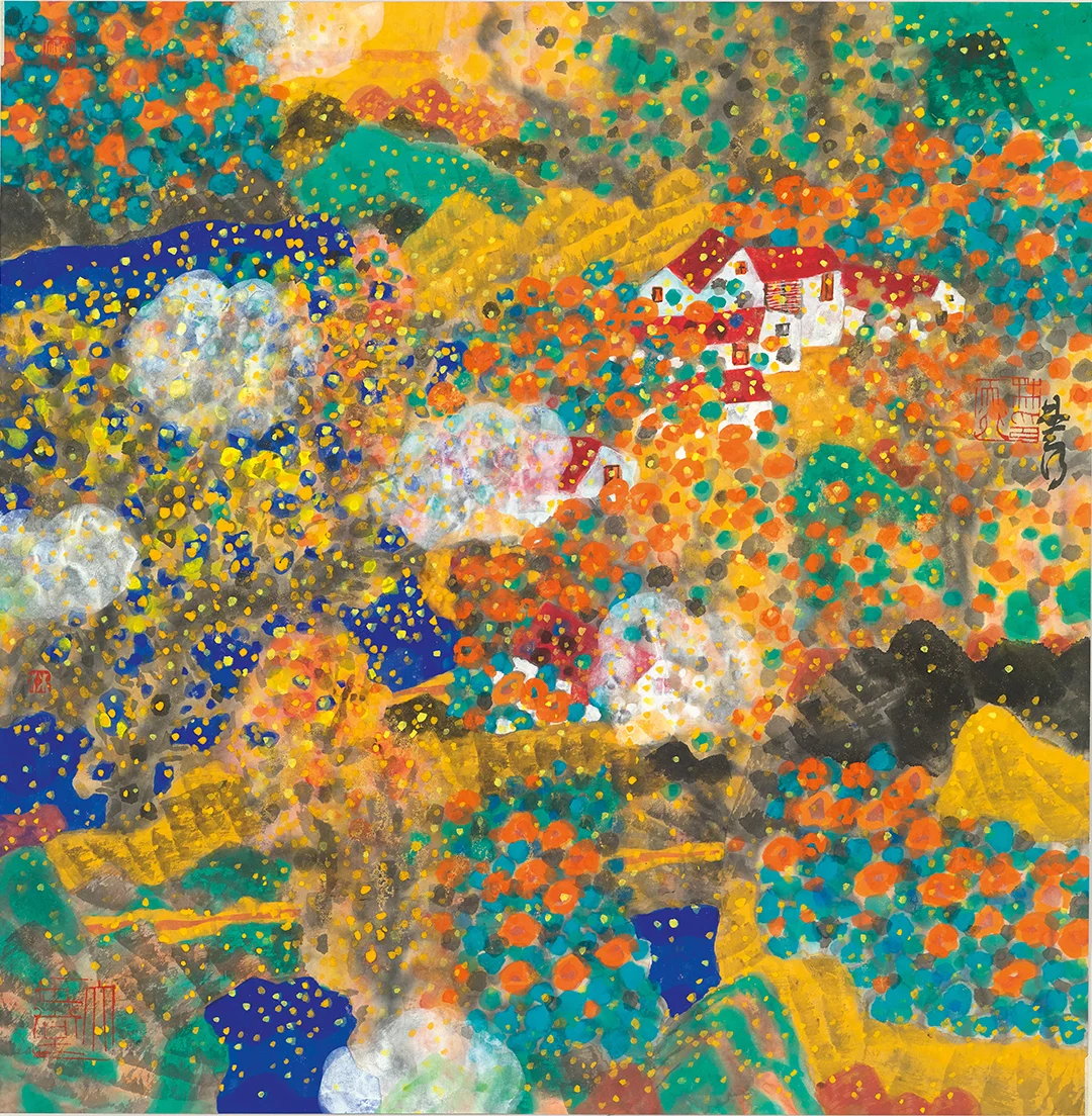 五彩的山村  水墨設色紙本  68 x 68 cm  2015   查詢