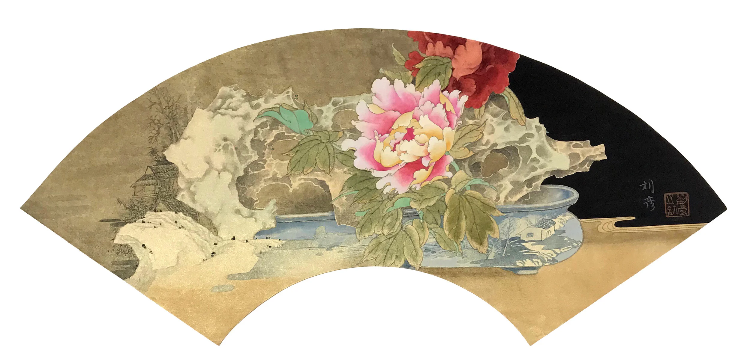 國色天香 水墨設色絹本 28 × 58 cm 2017