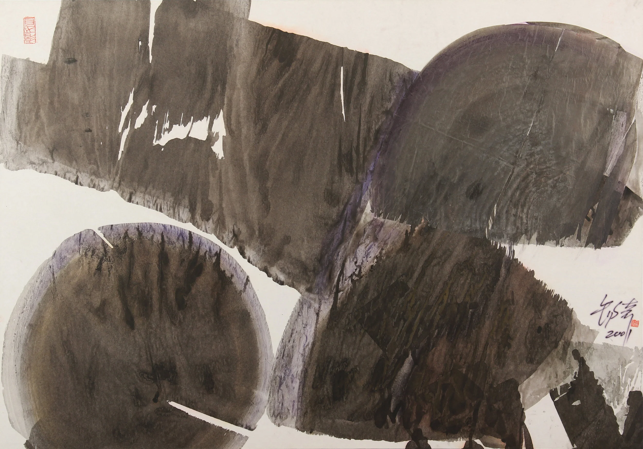 墨語 2001-1 水墨設色紙本 78cm(H) x 110cm(W) 2001