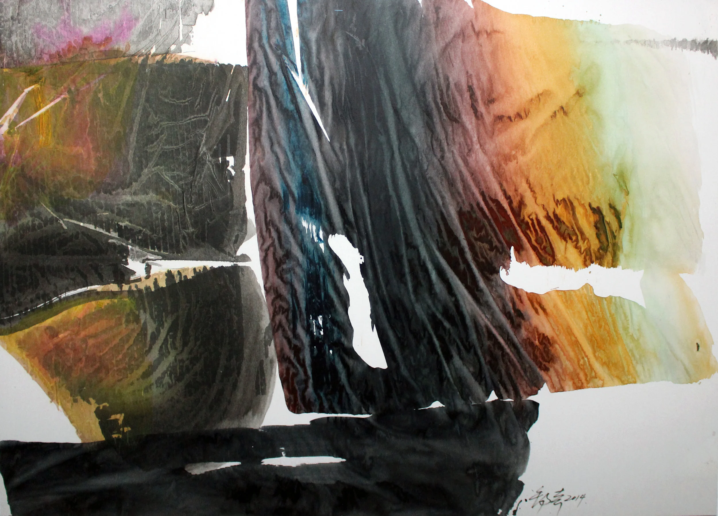  墨語 2014   水墨設色紙本   79cm(H) x 110cm(W)   2014 