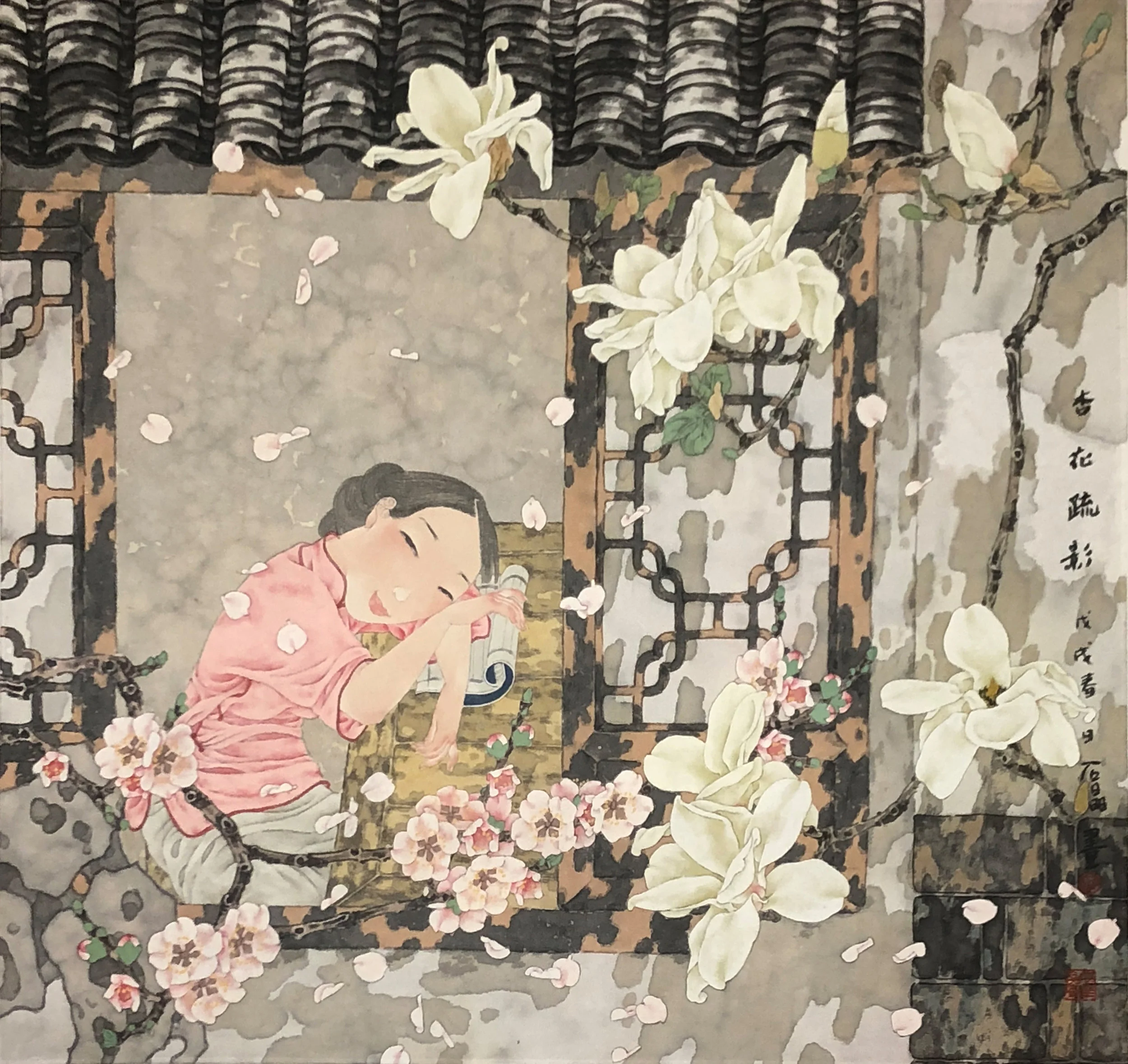 杏花疏影 水墨設色紙本 68 x 68 cm 2018