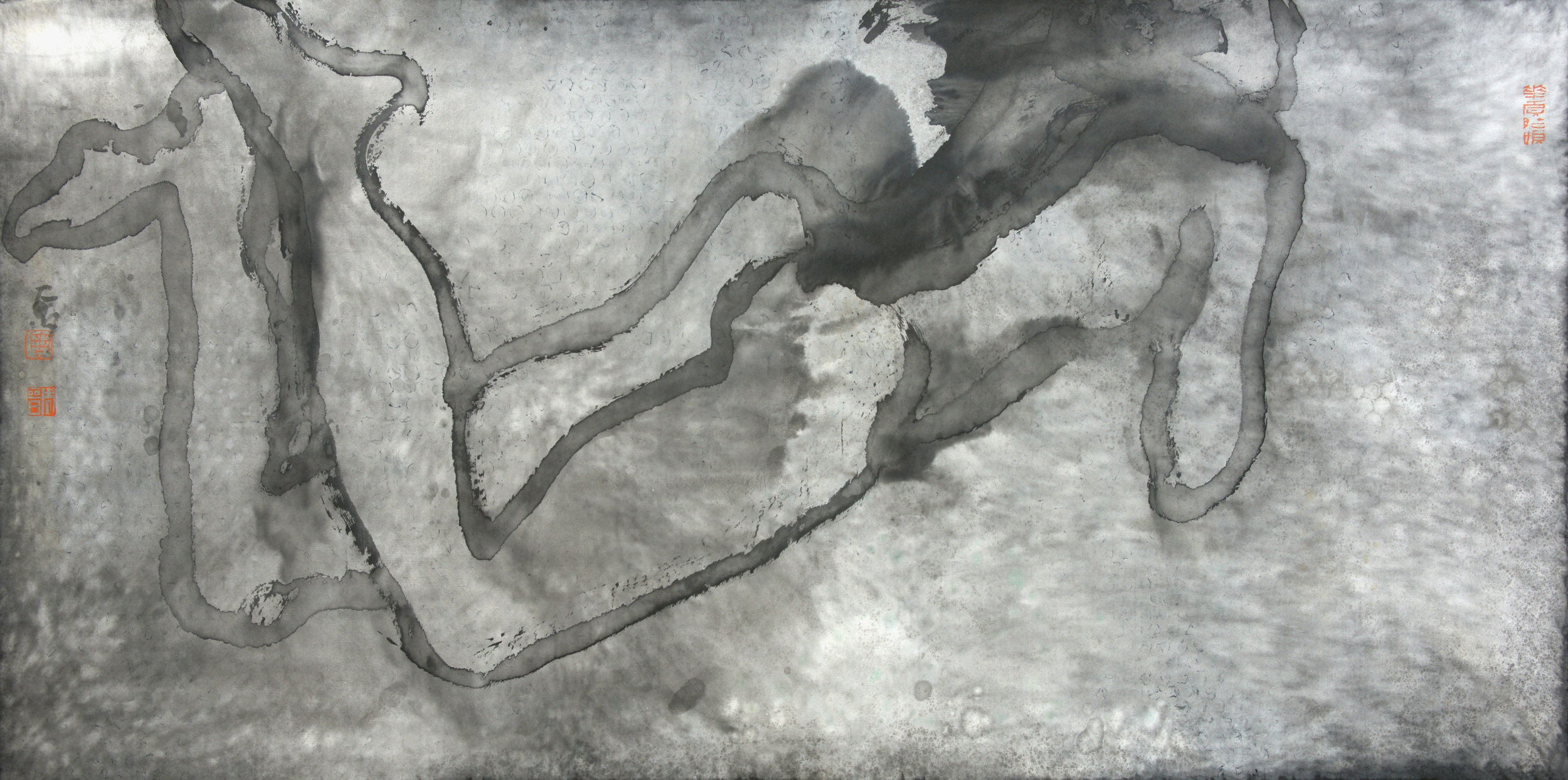無題-有光 水墨設色紙本 50 x 100 cm 2016