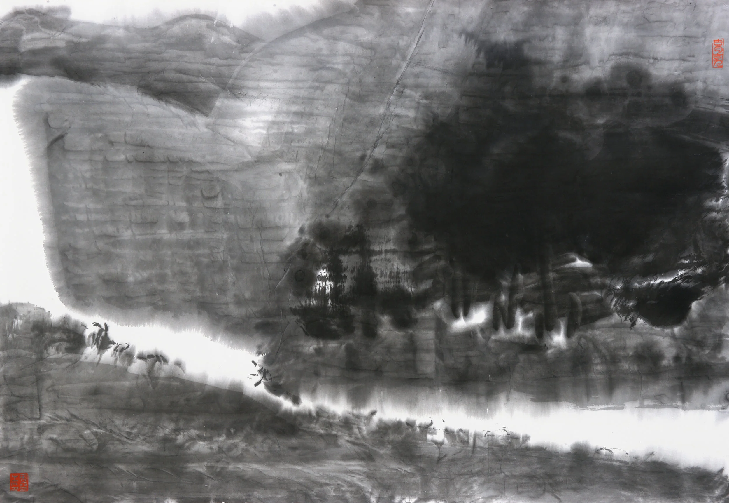 聽雨 水墨設色紙本 69 x 100 cm 2018