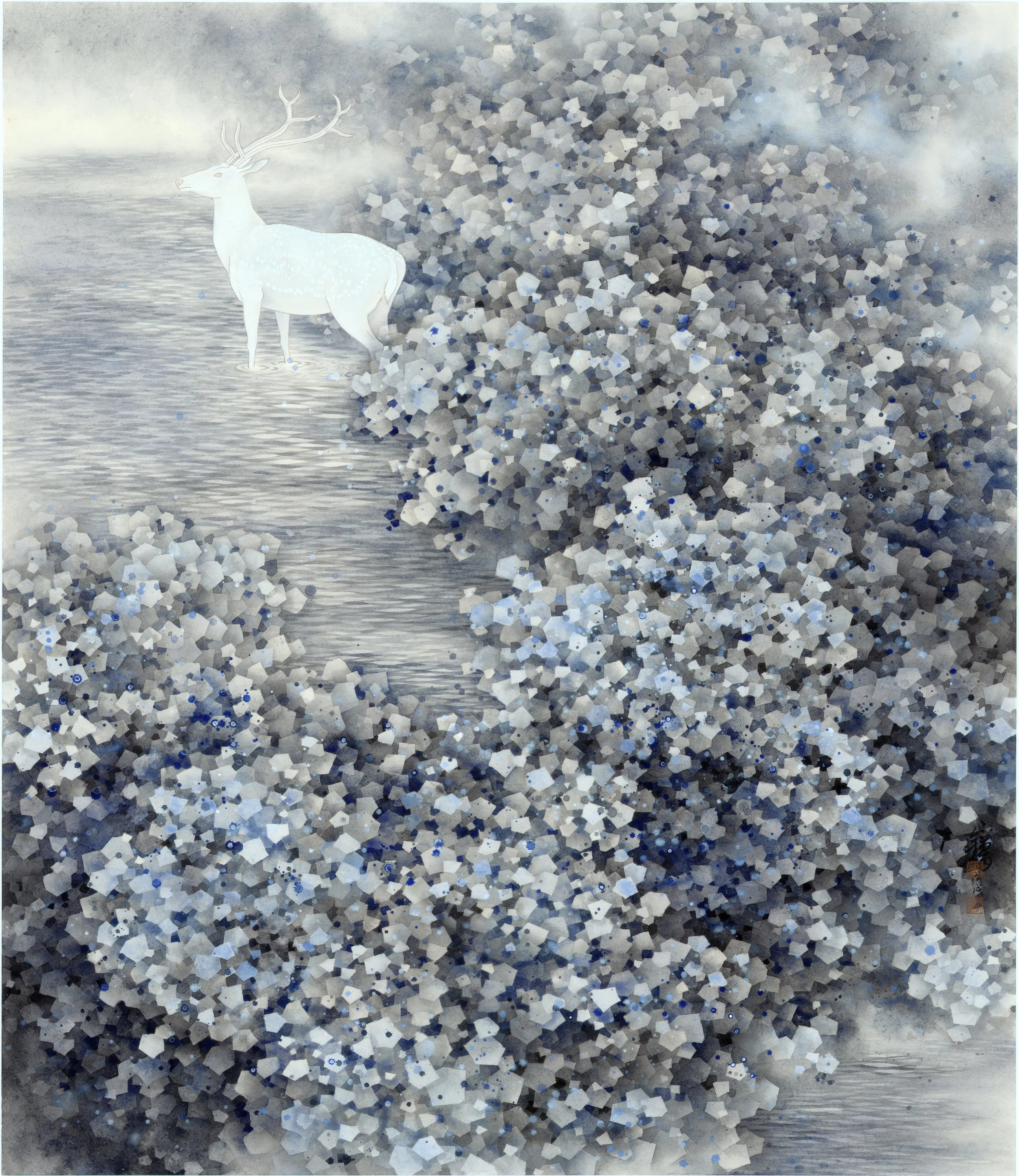  何事清溪上之二  水墨設色紙本  110 x 96 cm  2018   作品查詢  