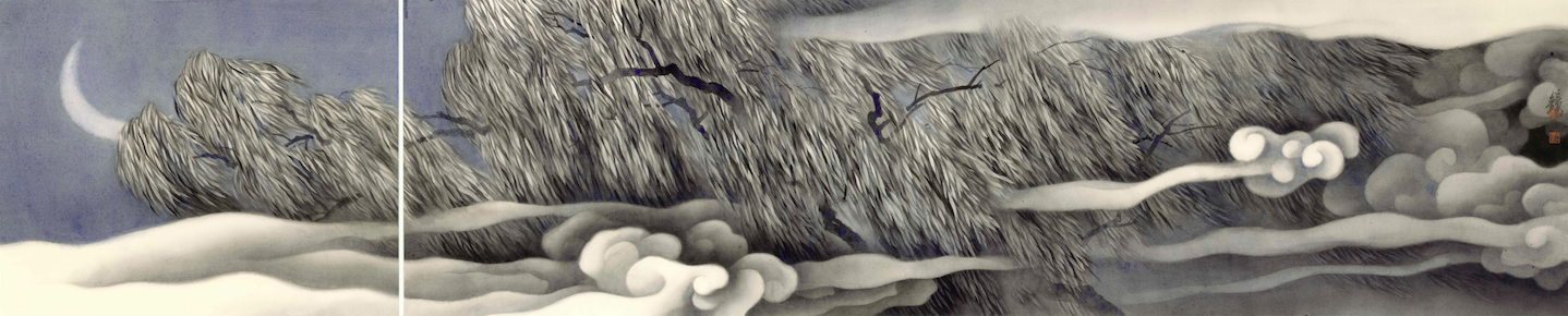  酒醒何處  水墨設色紙本  48 x 175 cm, 48 x 60 cm  2017   作品查詢  