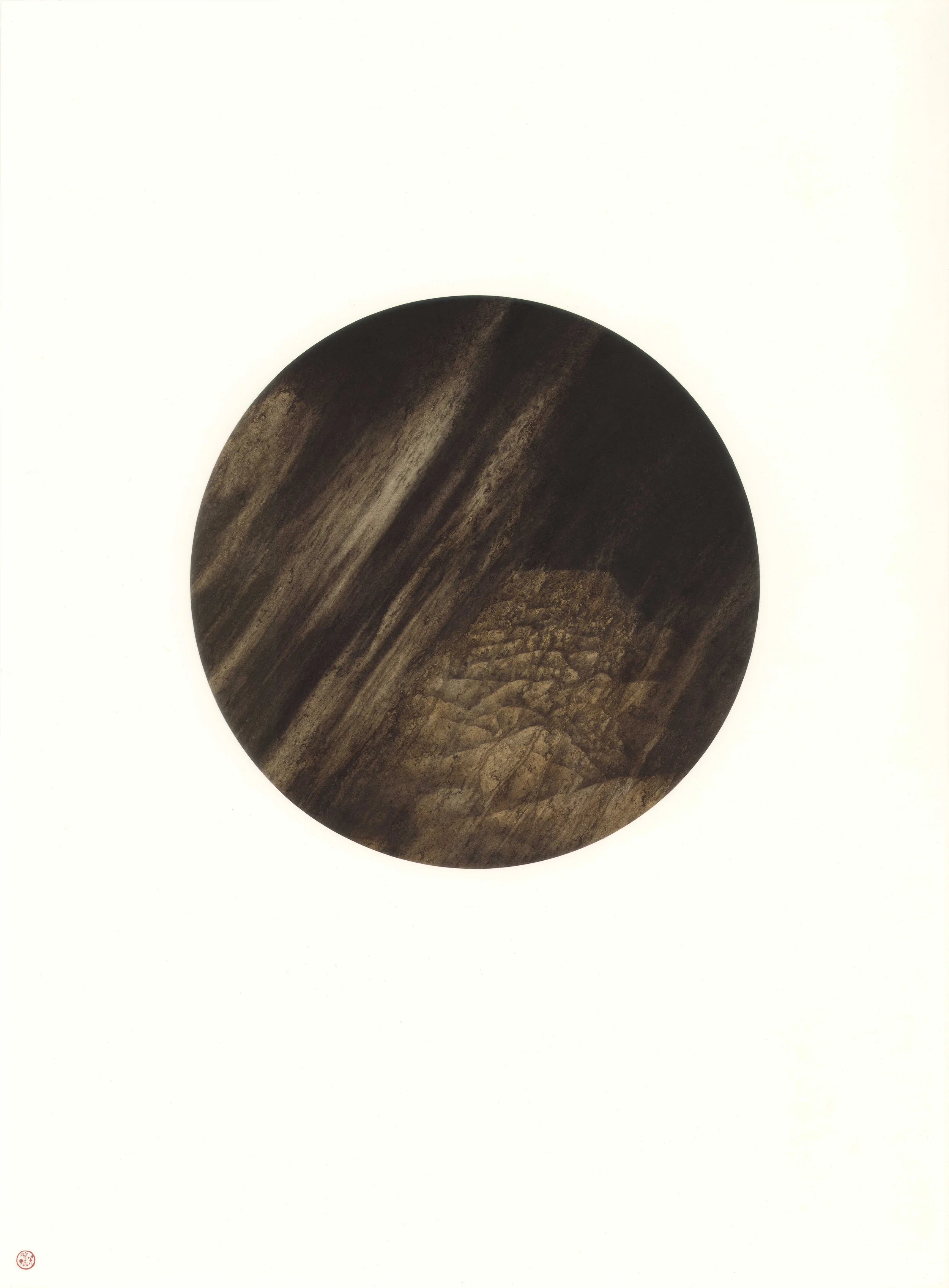 種石系列 (三) 水墨設色紙本 86 x 63.5 cm 圓直徑 38 cm 2013