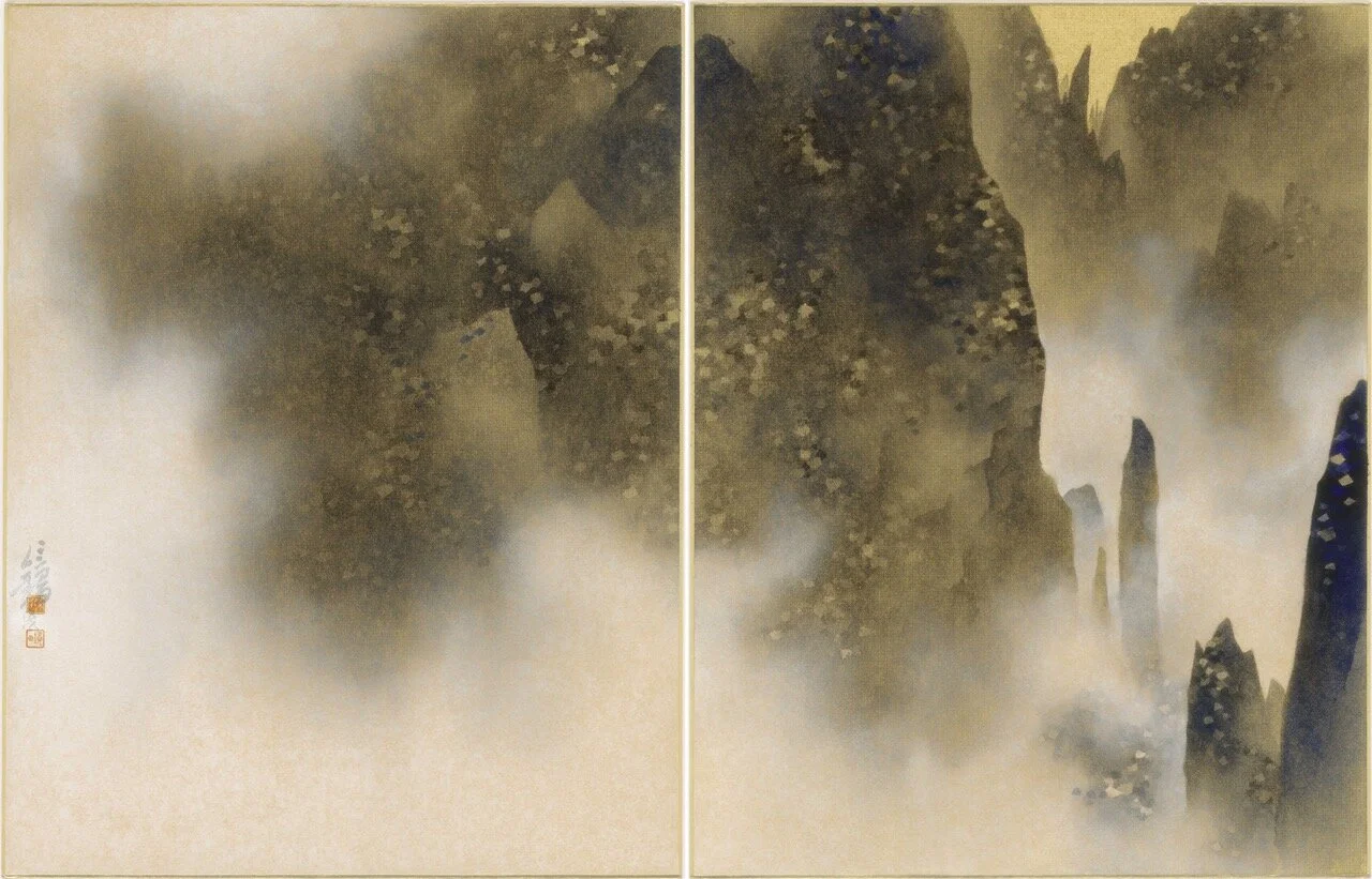  雲山自許之二   水墨設色紙本  41 x 32 cm x2   2018   作品查詢  