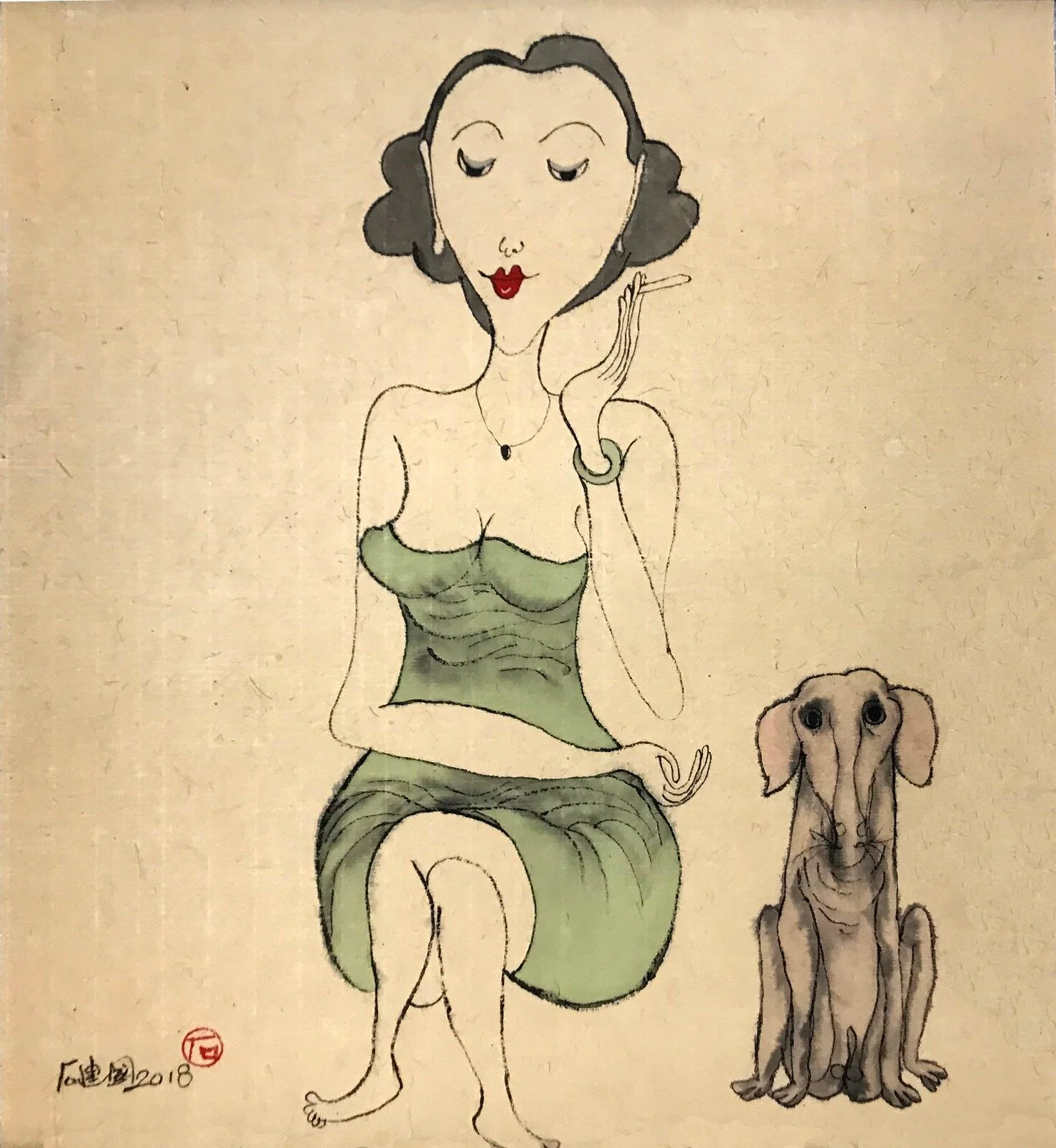 思  水墨設色紙本  45 x 39cm   2018