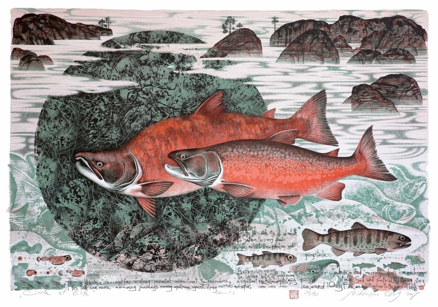 山海不息  平版及絲網版畫  68 x 100 cm   2017