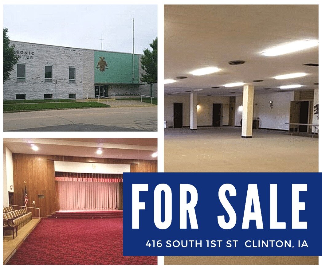 ‼️PRICE IMPROVED‼️
💥$399,000💥
📍416 South 1st St Clinton, IA

🏢31,900 SQFT
👨&zwj;👩&zwj;👧&zwj;👦Large gathering areas
👨&zwj;🍳Full commercial kitchen 
🎞Theater with seating for 300
🛁6 baths

📲Contact Mary Wilson REALTOR&reg; (563)212-9382
👇