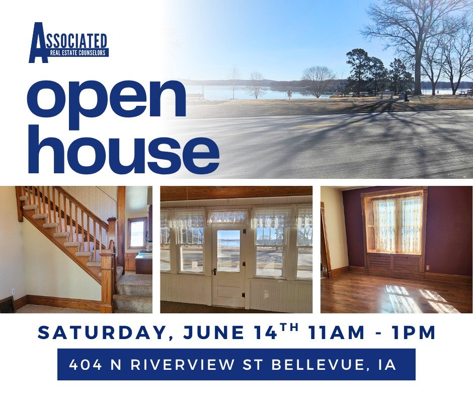 🎈OPEN HOUSE🎈
Saturday, June 14th
11am - 1pm
📍404 N Riverview St, Bellevue, Iowa IA

🛏3 bedrooms
🛁1 baths
🏠1,656 SQFT
🌅This lovely two-story home is located across from the beautiful Mississippi River.
✨It's well-maintained and in great conditi