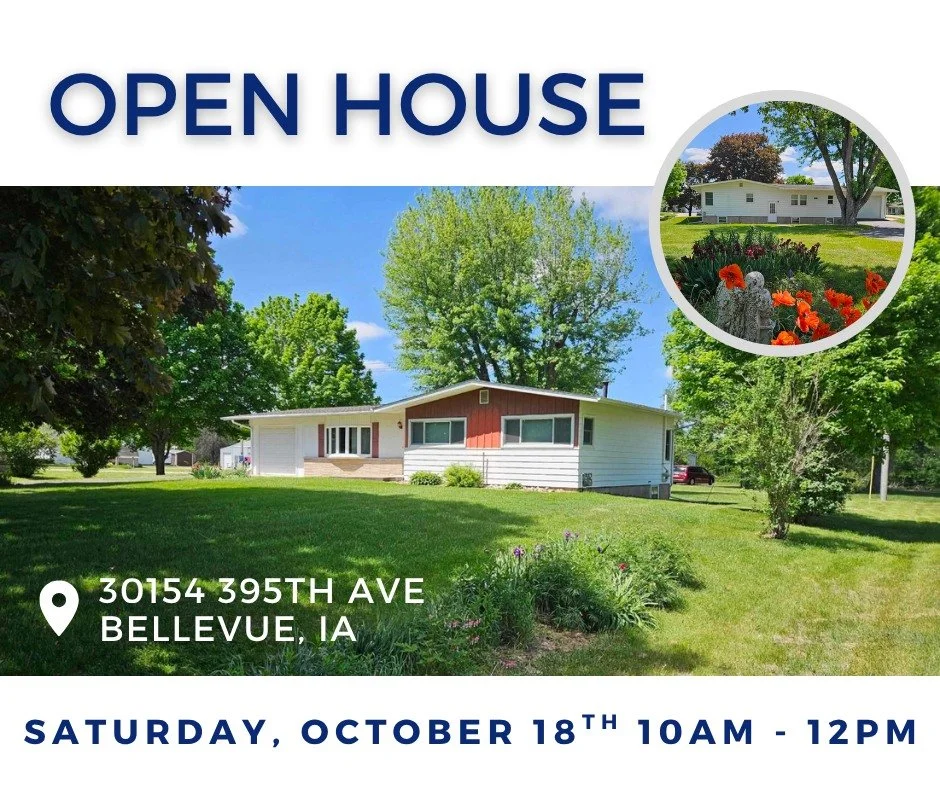 🎈OPEN HOUSE🎈
Saturday, October 18th
10am - 12pm

📍30154 395th Ave, Bellevue, IA

🛏3 bedrooms
🛁2 baths
🌳.76 acres
🏠Adorable ranch-style home
🚘Attached and detached garage

📲Contact Norman Nielsen REALTOR&reg; (563)689-3333
👇CLICK HERE👇to se