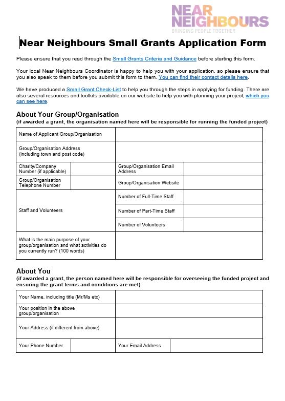 Small Grants Application Form
