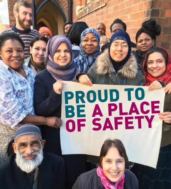 Shali Bullough (bottom right) and other volunteers from Leicester City of Sanctuary