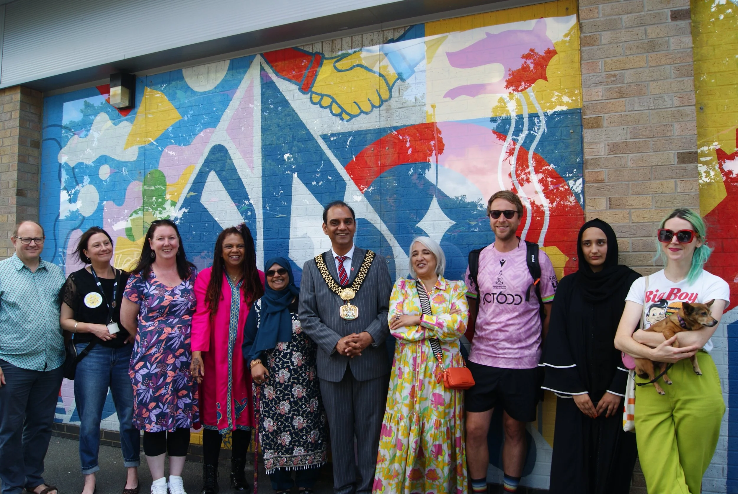 Bradford students unveil striking community mural attended by lord mayor
