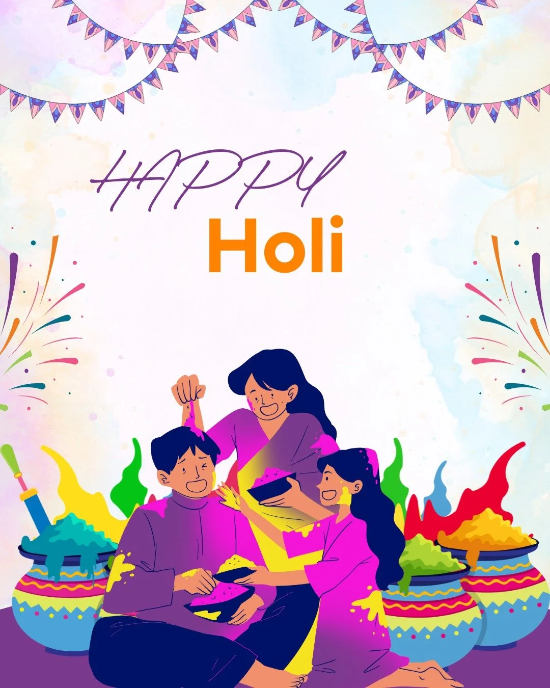 May your Holi be as bright as your clothes after the colour fight!