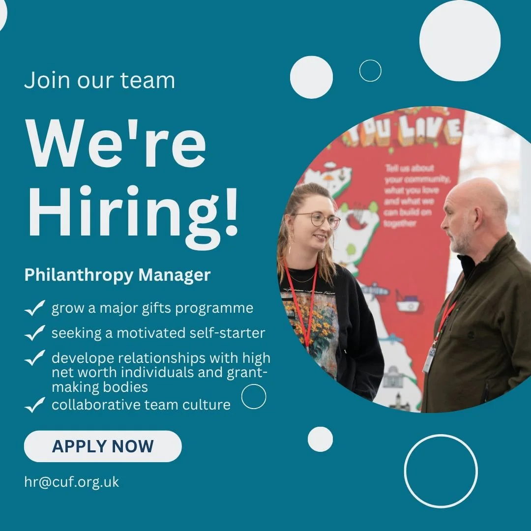 Work with our fundraising team to shape and grow a major gifts programme. 
♾️ Contract: Permanent
⏰️ Hours: 35/week
🏦 Salary: &pound;40k
🏖️ Annual Leave: 22 days + 3 discretionary days 

Find out more and apply (link in bio)