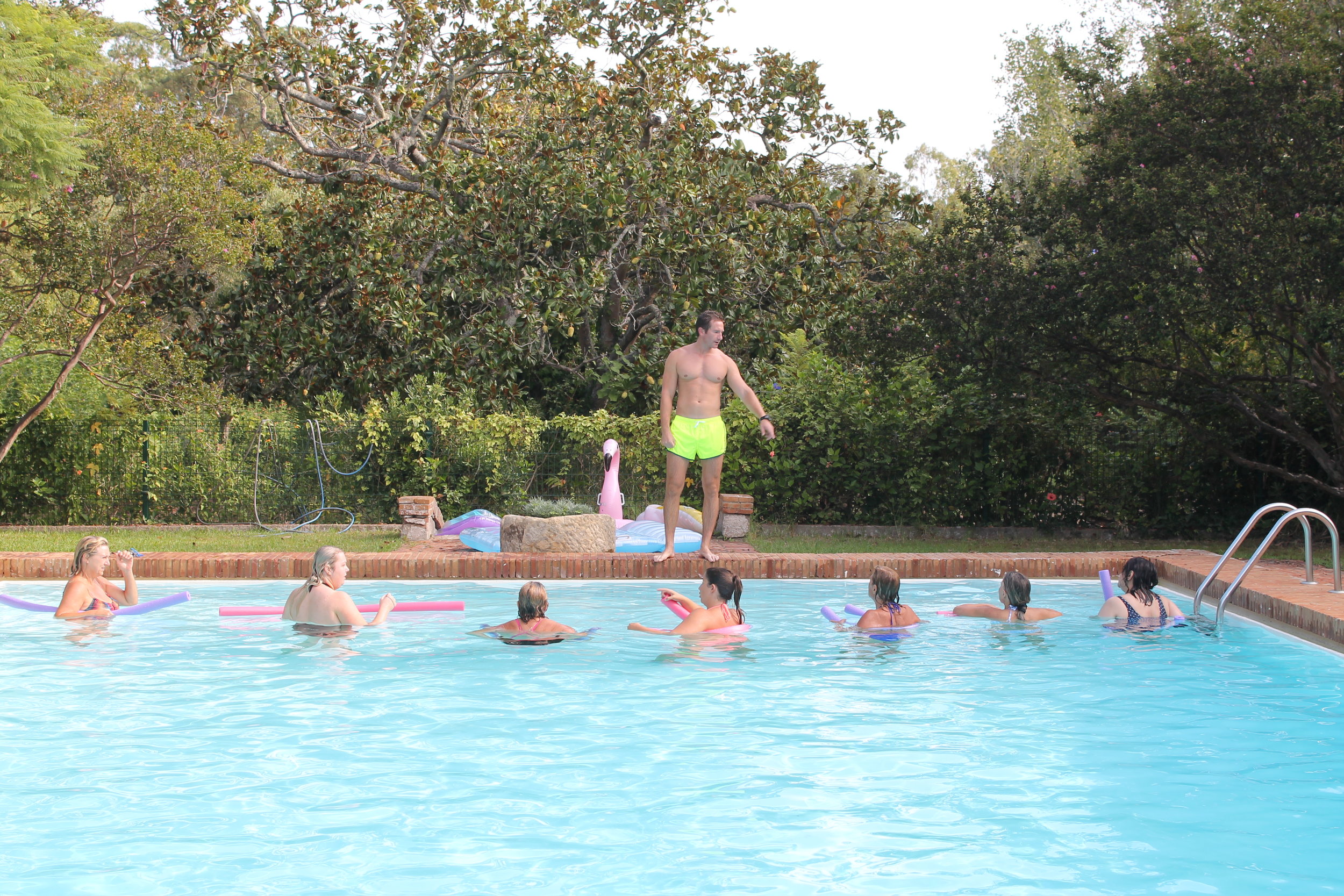 Aquarobics and pool games make the fitness retreat fun and interesting