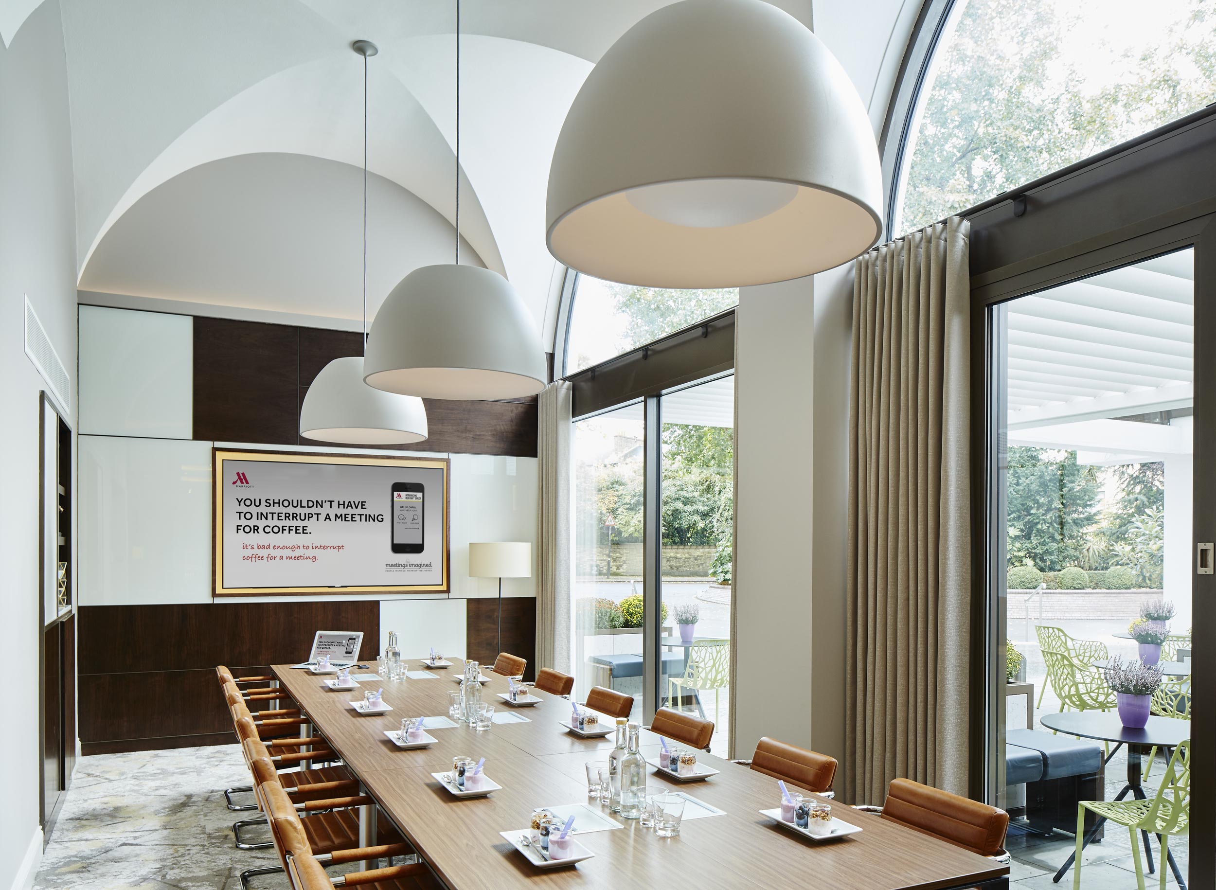 Meeting room at the Regents Park Marriott Hotel, London.  Hotel photography by Mike Caldwell 