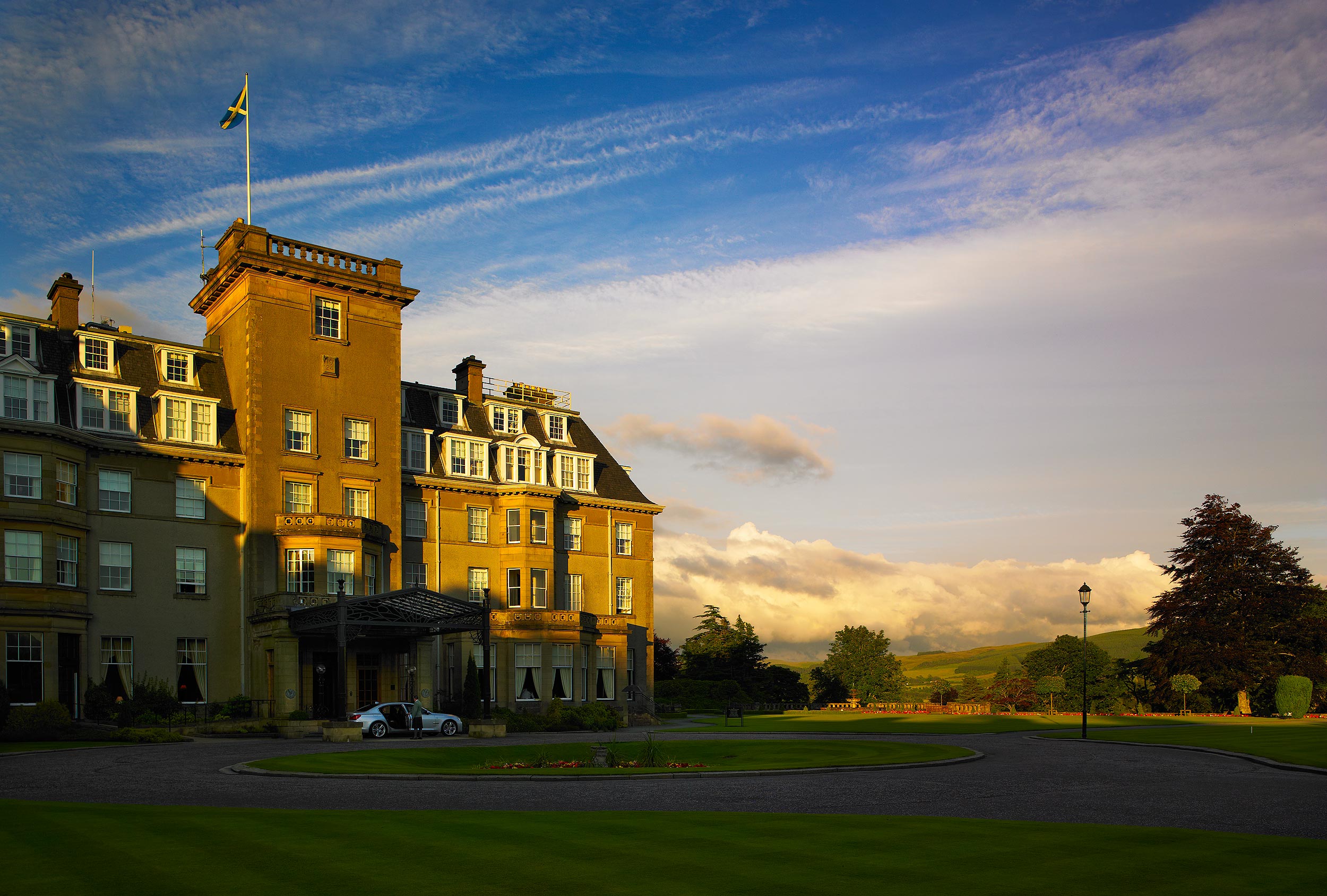 Exterior of the Gleneagles hotel, Scotland.  Resort photography by Mike Caldwell