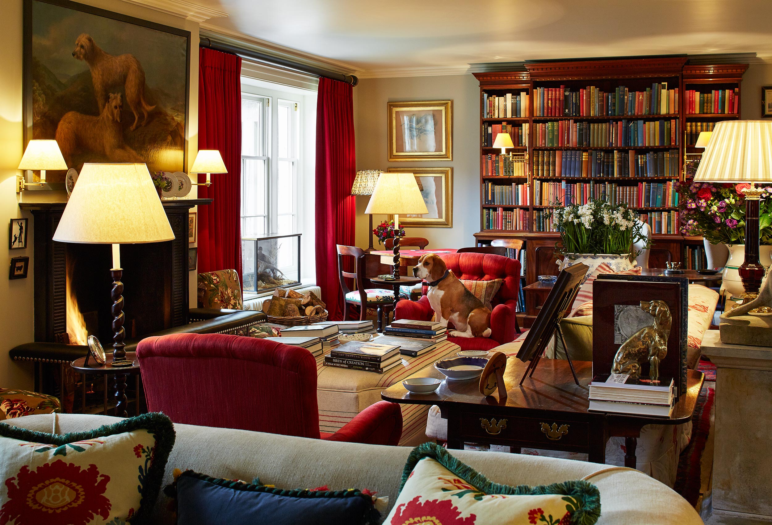 Drawing Room at Hound Lodge, Goodwood, Sussex, UK.  Estate photography by Mike Caldwell