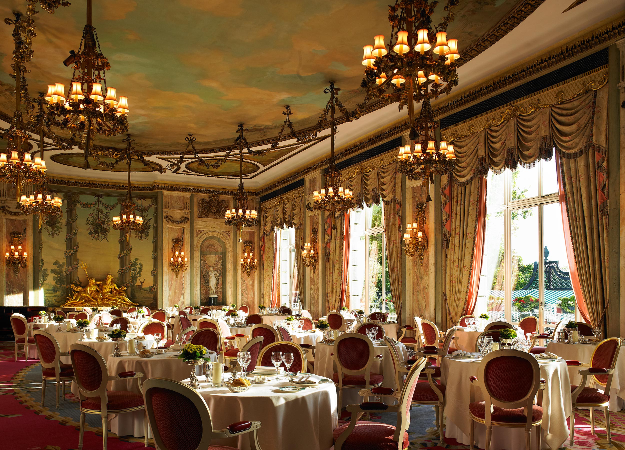 The Dining Room at The Ritz hotel, London.  Luxury hotel photography by Mike Caldwell 