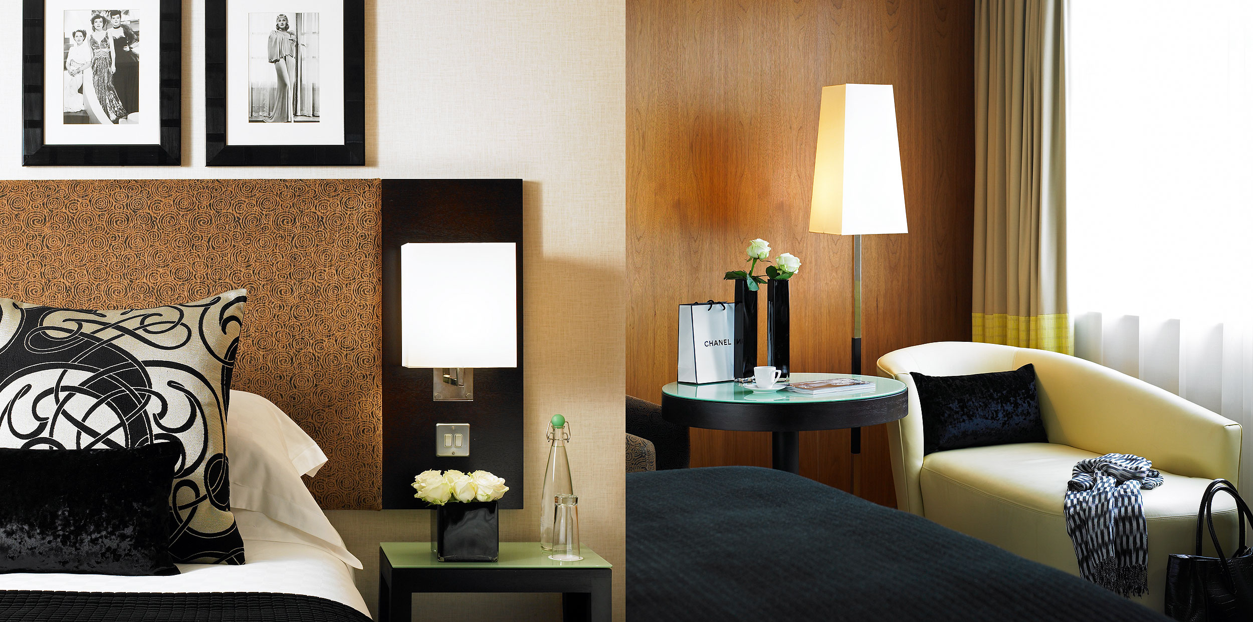 Bedroom details at The Cavendish hotel, London.  Architectural photography by Mike Caldwell 