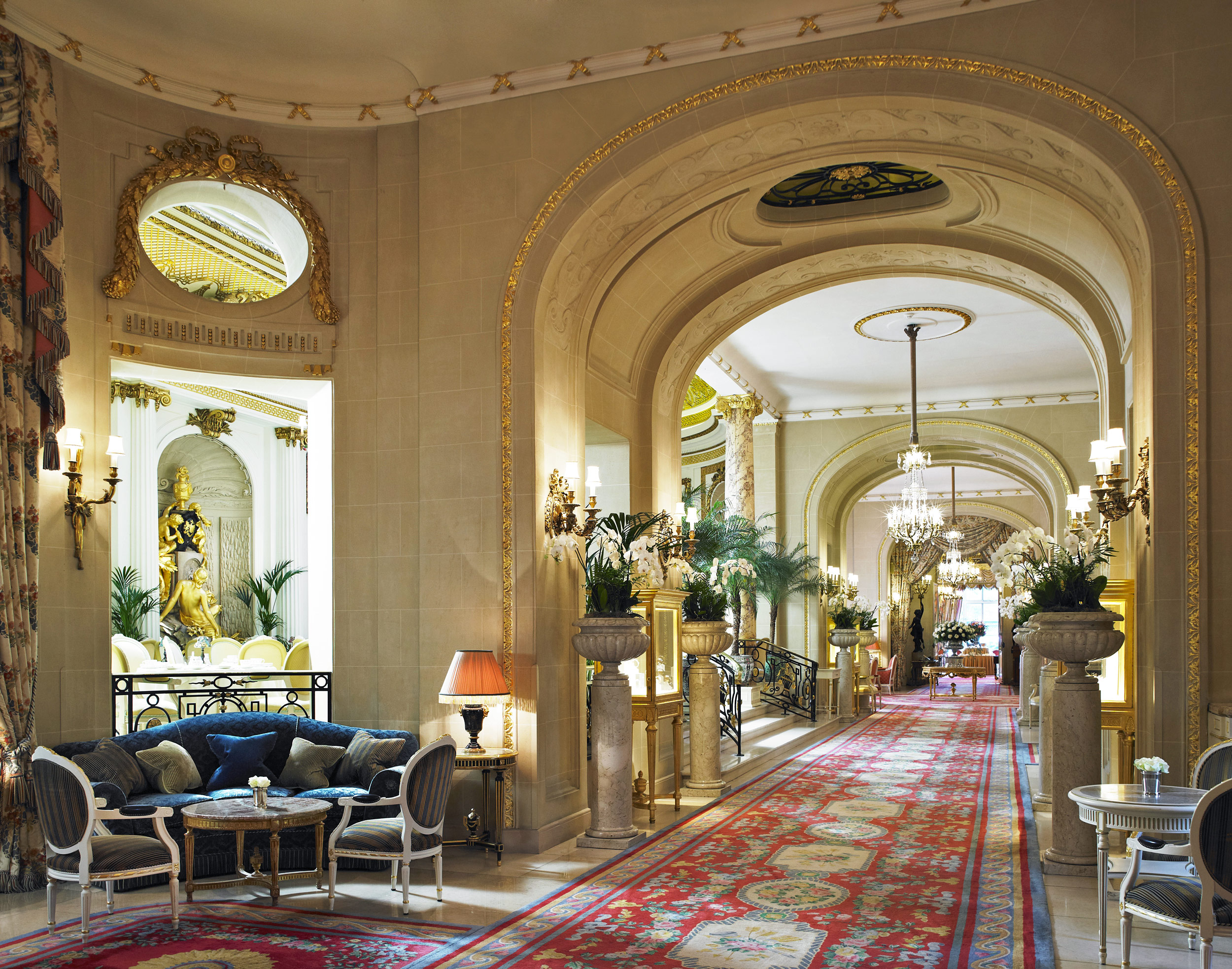 The Long Gallery at The Ritz hotel, London.  Luxury hotel photography by Mike Caldwell 