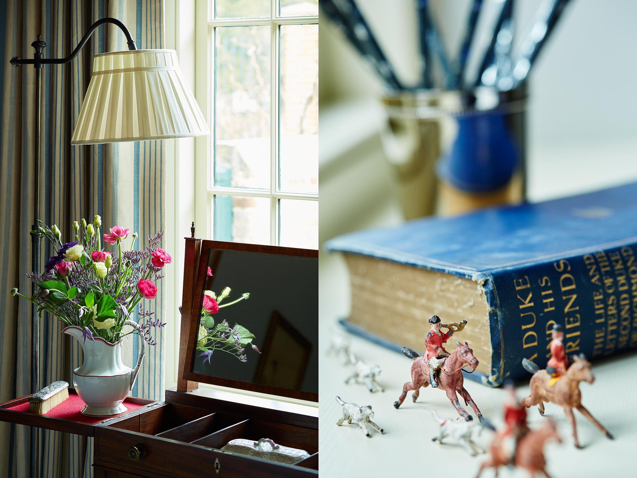 Bedroom details at Hound Lodge, Goodwood, Sussex, UK.  Estate photography by Mike Caldwell