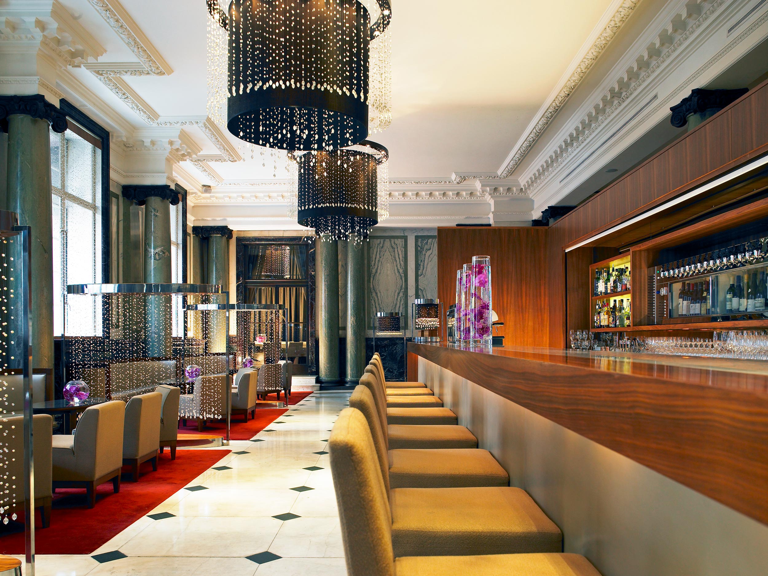 Bar at the Chancery Court hotel, London.  Luxury hotel photography by Mike Caldwell