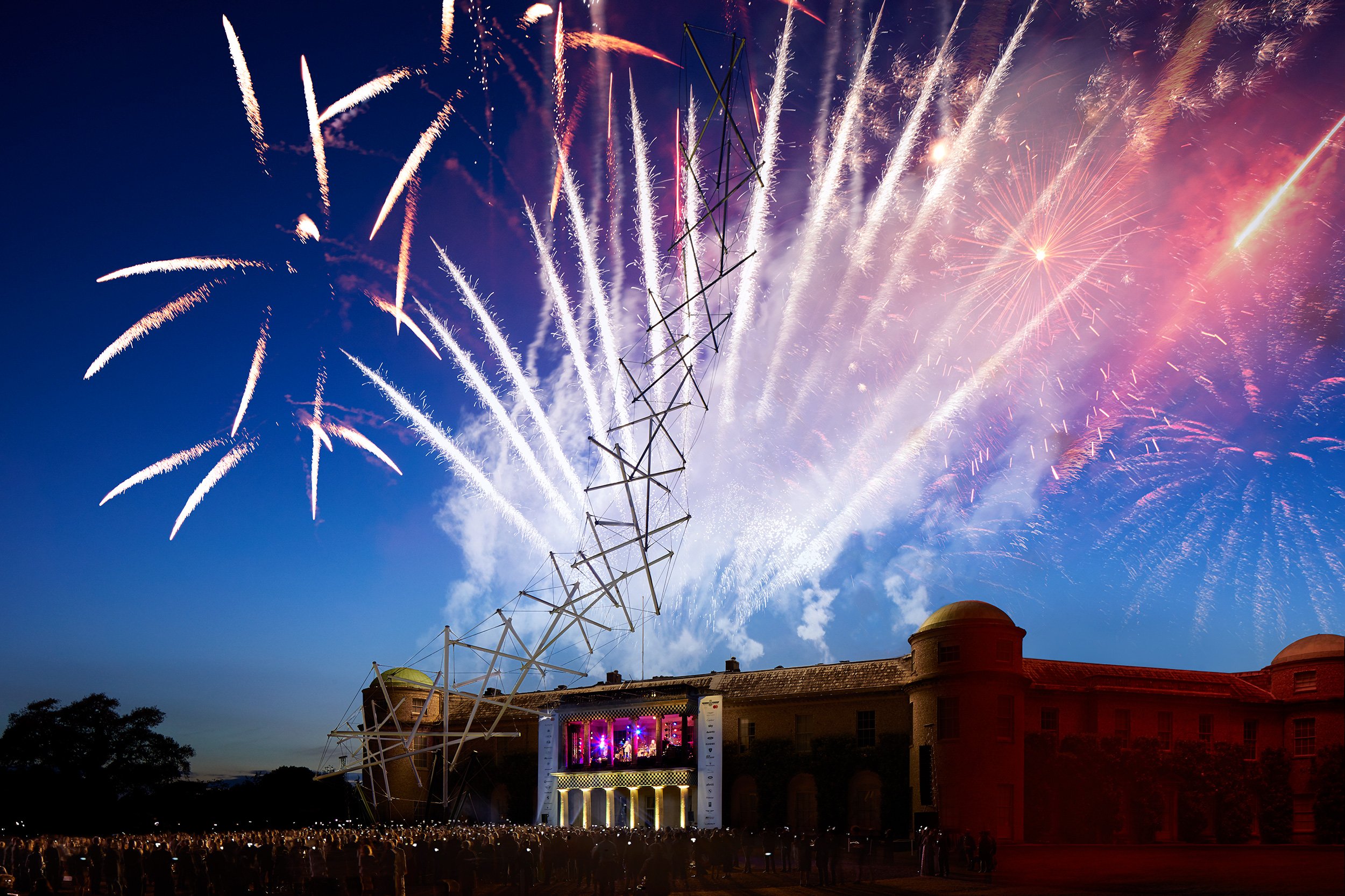 Fireworks over Goodwood House, Sussex, UK.  Event photography by Mike Caldwell