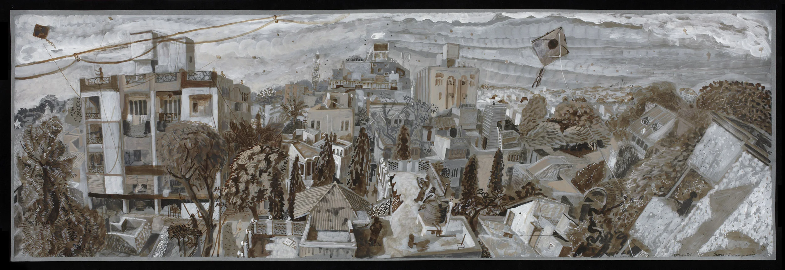 Sama, After the Kite Festival, 2009, Inks on paper, 45 x 110 cm