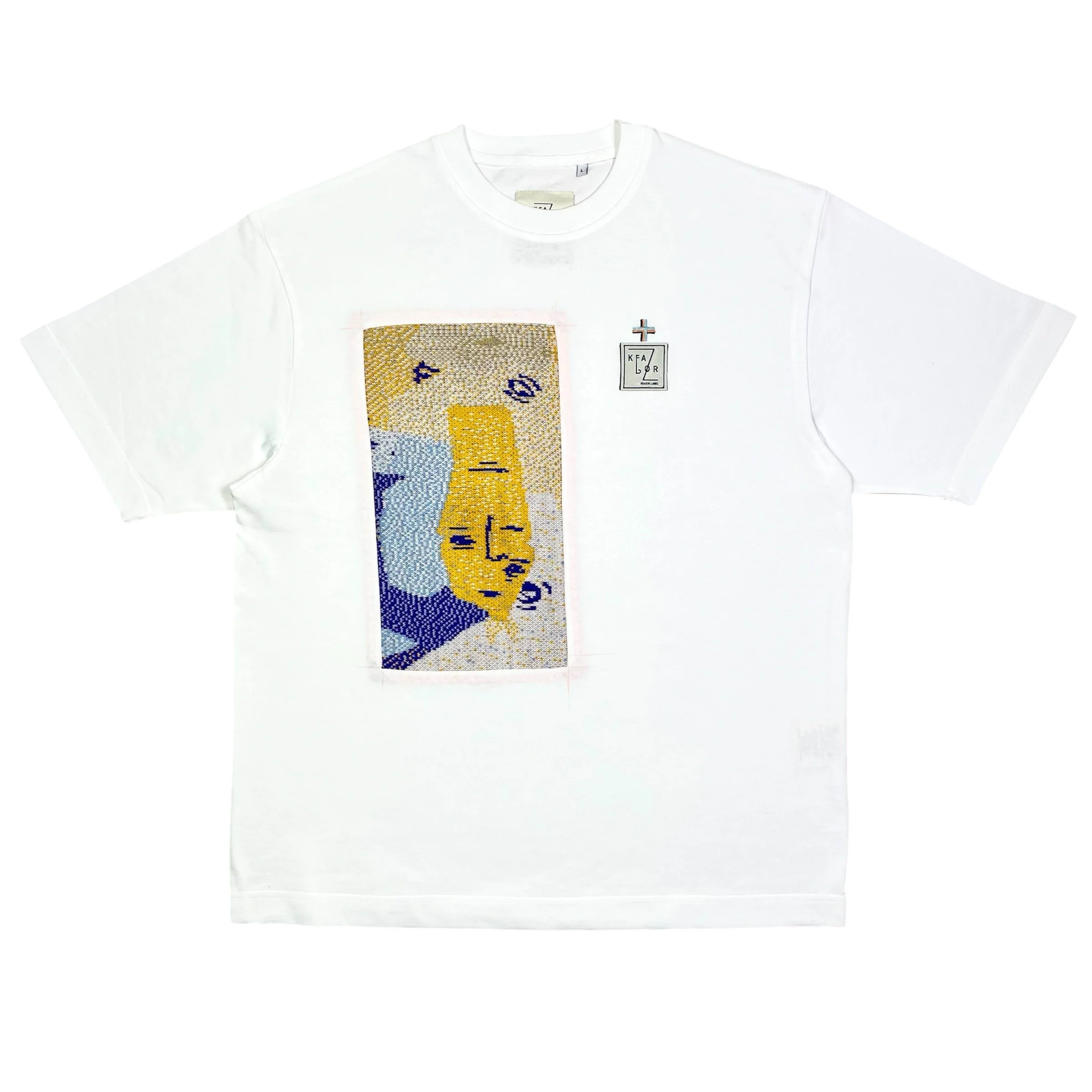 'Dog Eat Dog' Rectangle Patch White T Shirt