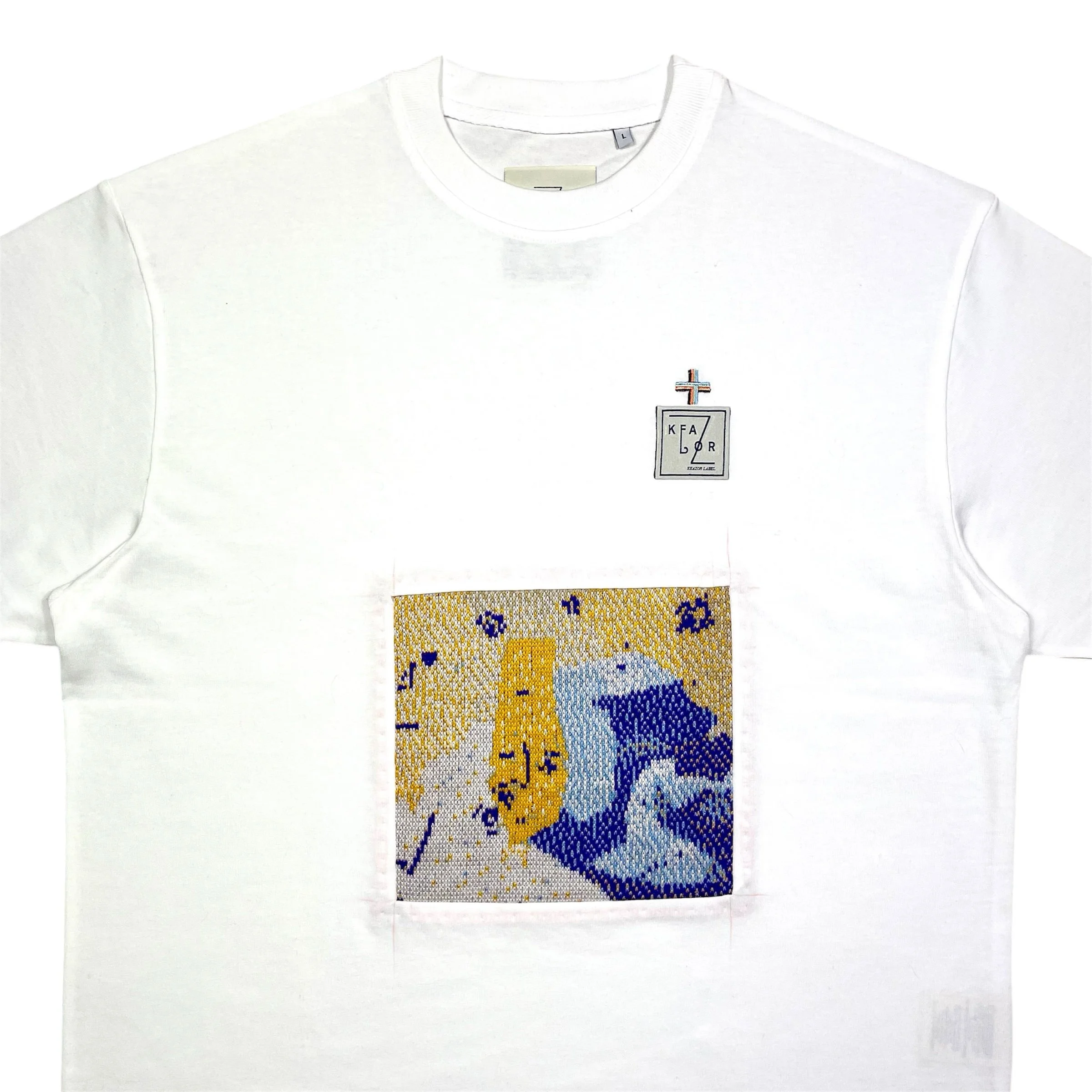 'Dog Eat Dog' Square Patch White T Shirt