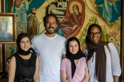 Visiting a church orphanage and discussing a new project, Ninotsminda, Georgia. 