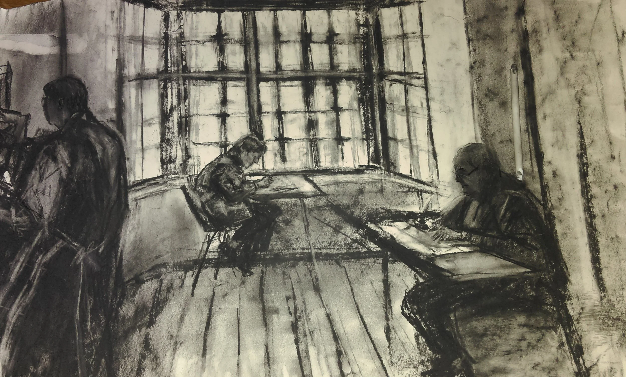 Studio 3 Charcoal on paper by Sally Hyman
