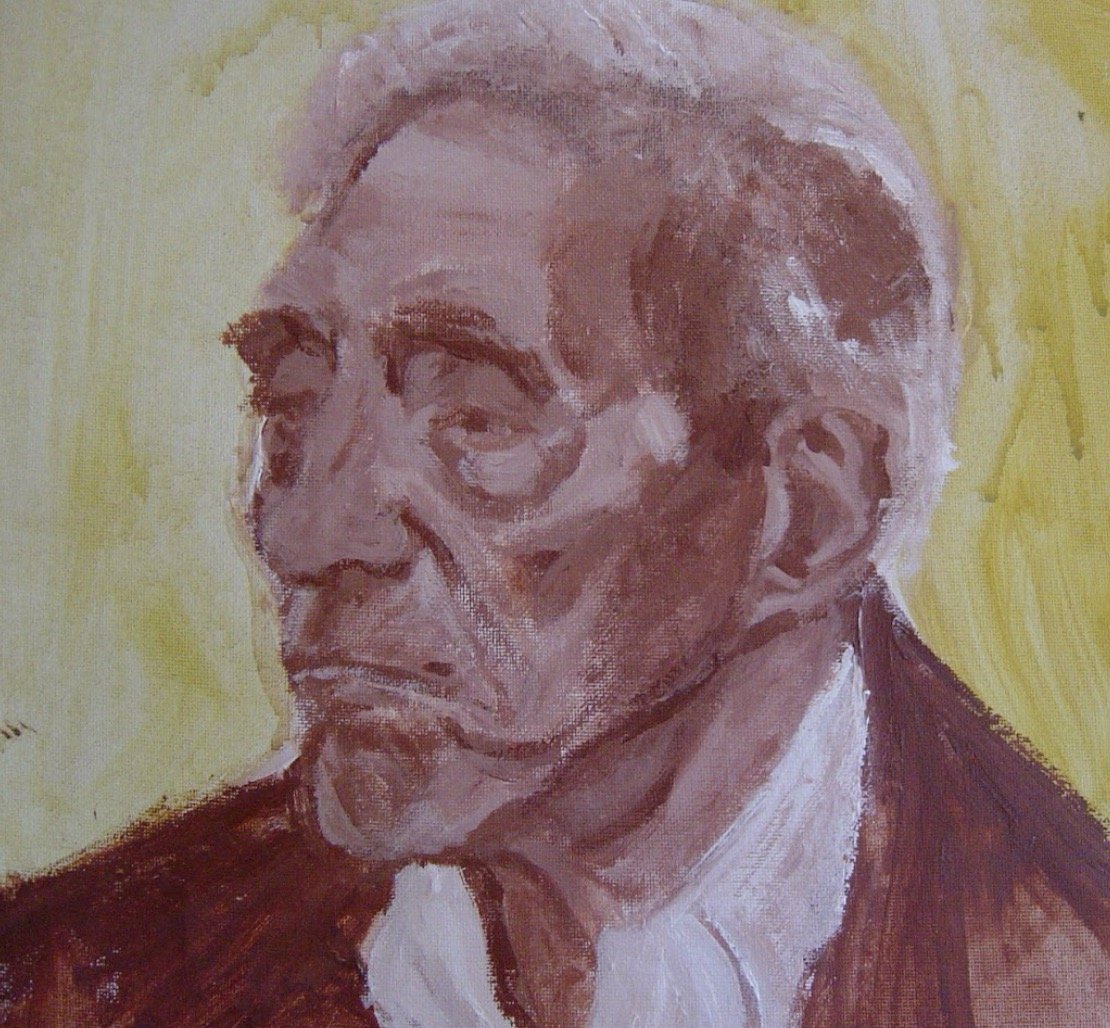  An early portrait done in acrylic paint about twenty years ago when I studied portraiture at the Institute in London N2 . The Institute no longer exists; I went to classes there for several years to learn portraiture, sculpture and more. Henry Hagge