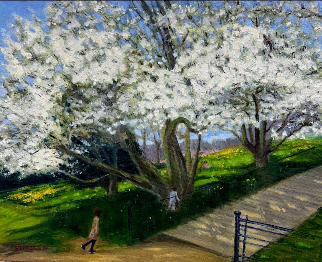 Magnolias at Kenwood; oil on canvas 