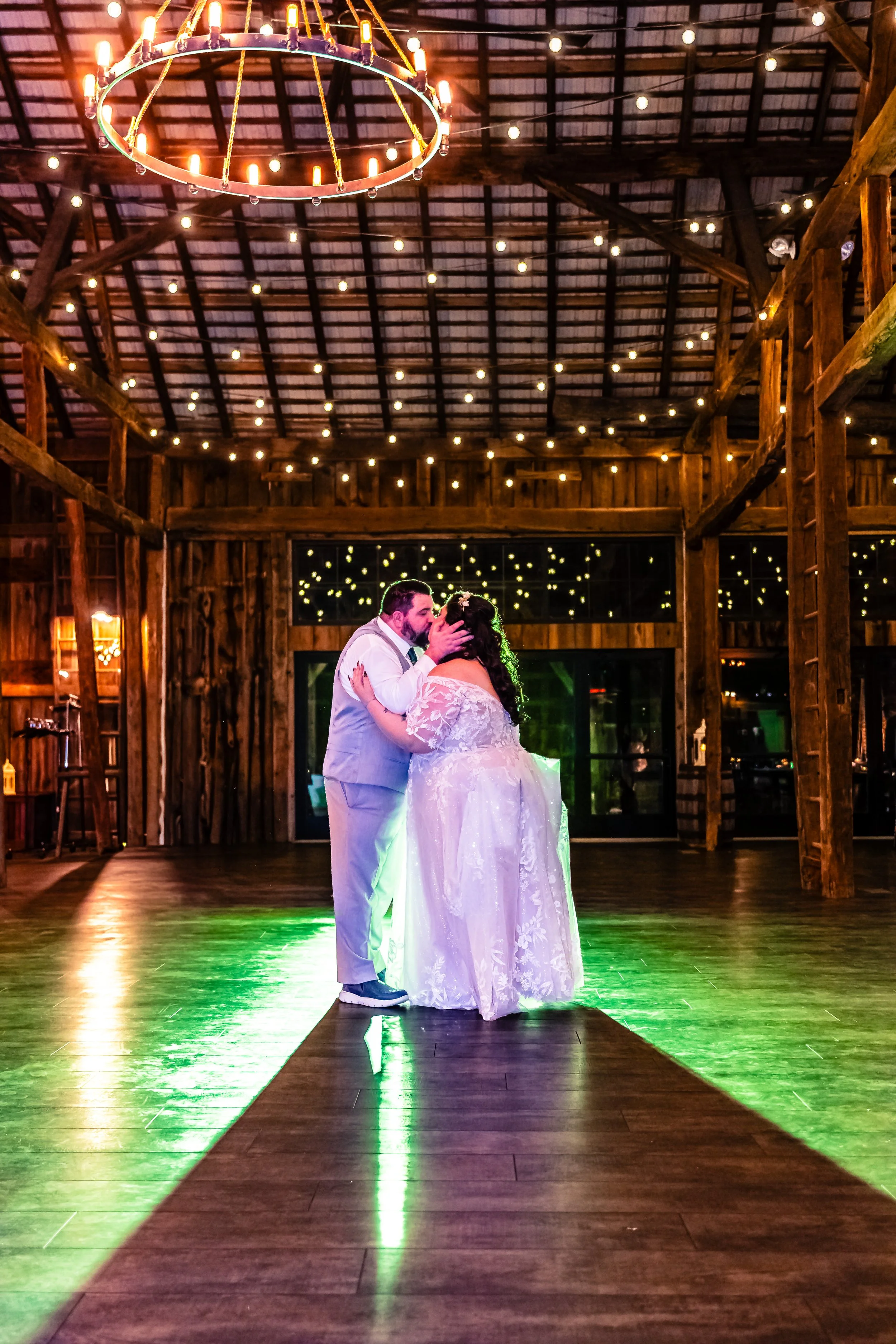 young couple first dance, wedding, back light New Tripoli, Old Homestead Farm, Pennsylvania