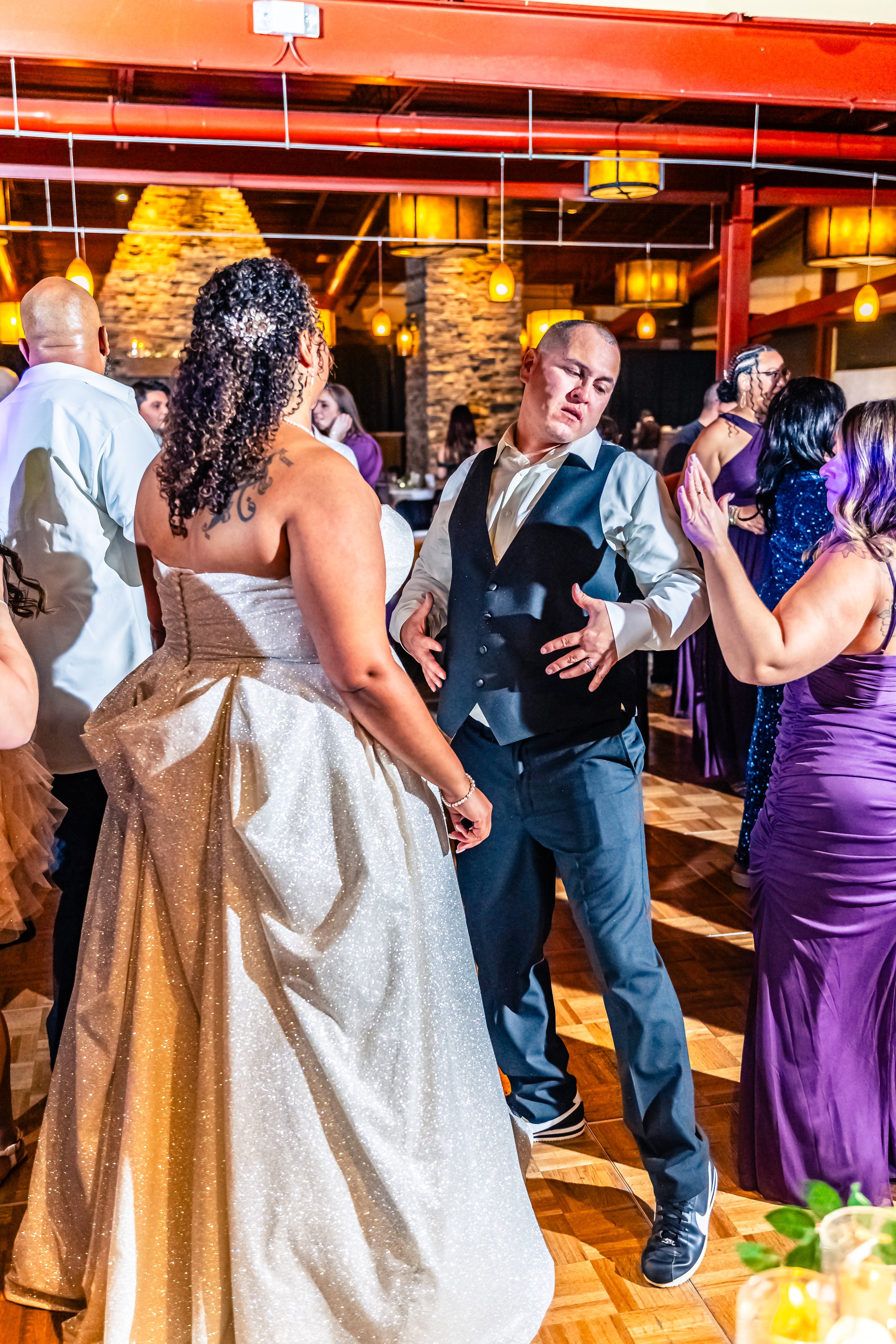 People dancing at a wedding reception