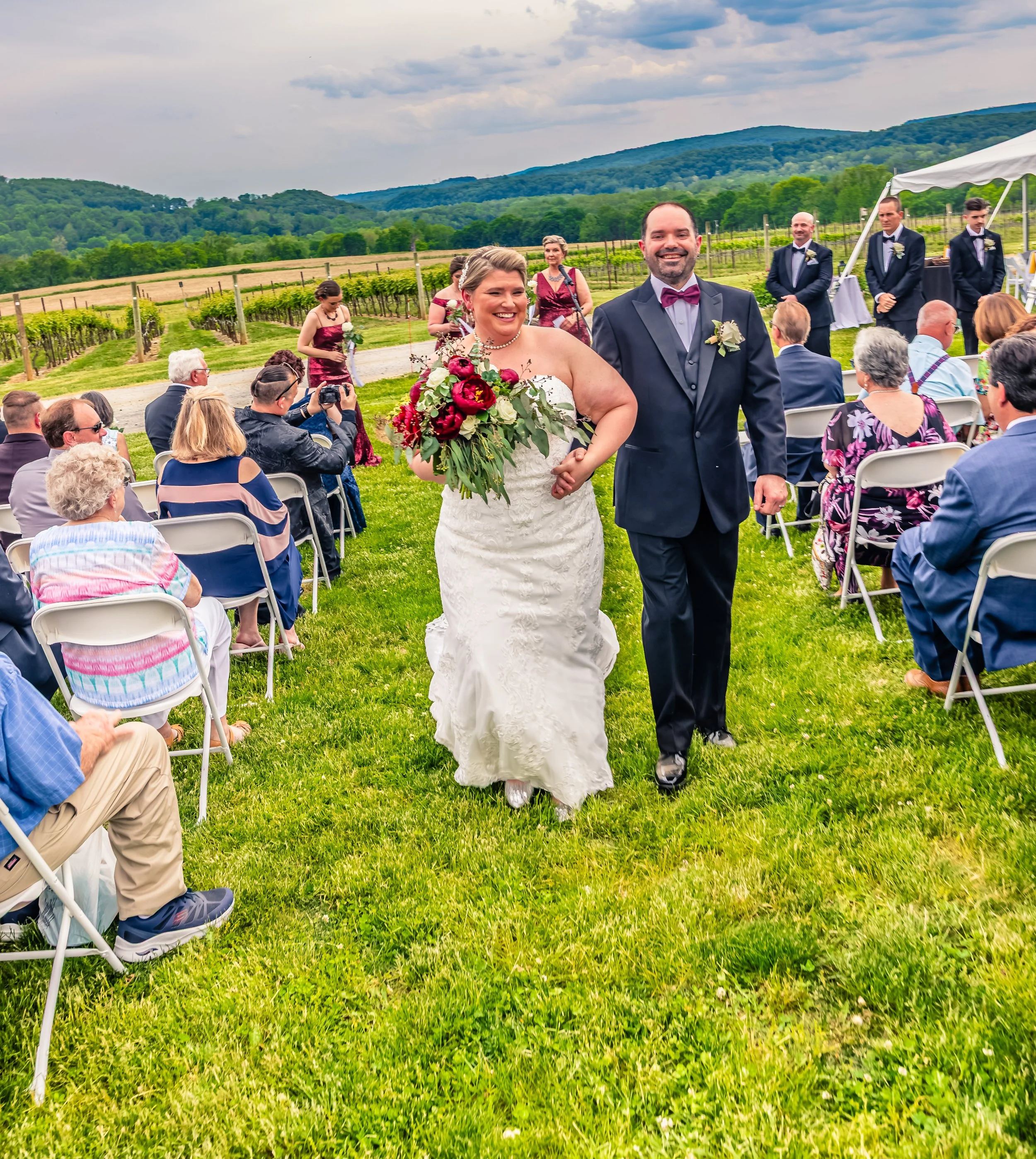 couple walking down the aisle, wedding, Villa Milagro, New Jersey