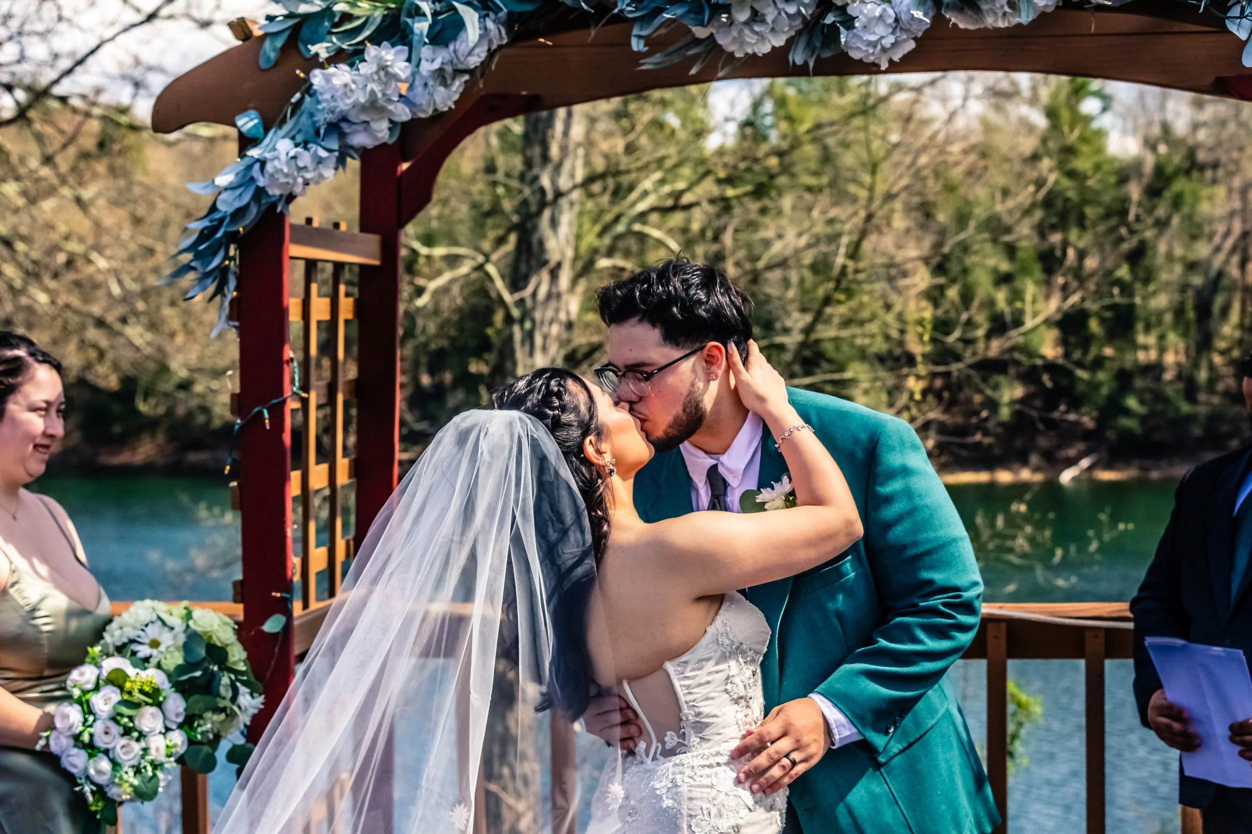 groom's first kiss with his bride