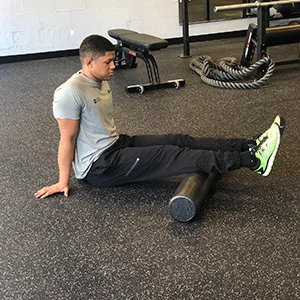 To target the calf muscles, start at the top of the calves, just below the back of the knees.