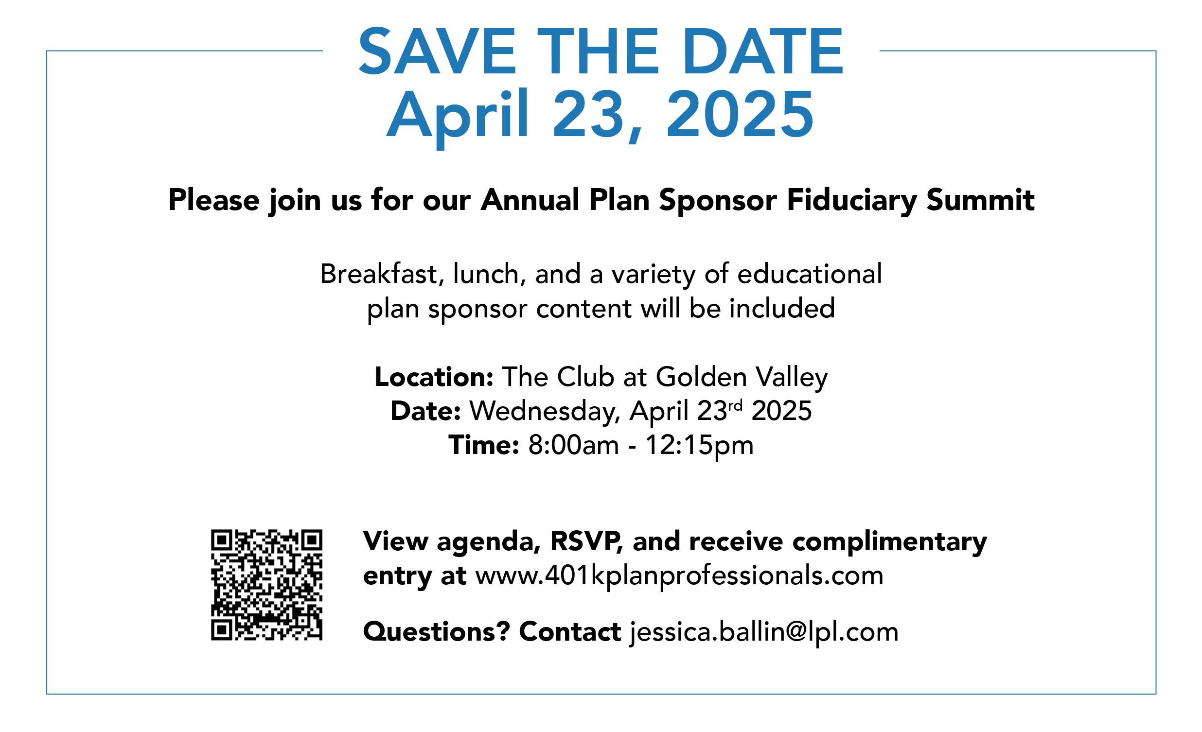 2025 Retirement Plan Sponsor Fiduciary Summit - You're Invited