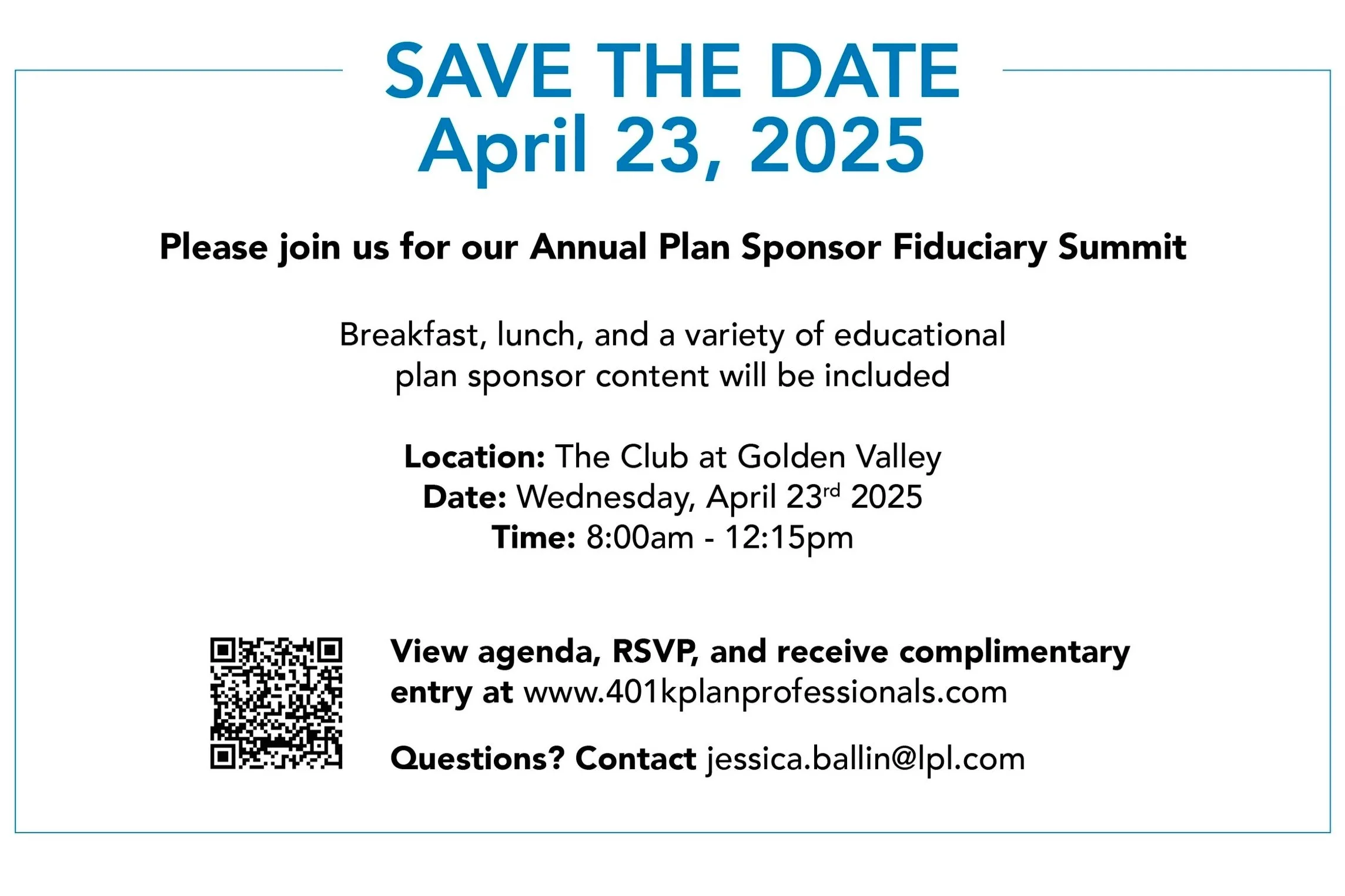 2025 Retirement Plan Sponsor Fiduciary Summit - You're Invited